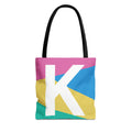 Monogram 'K' Colorblock Tote Bag — Personalized Initial K Shoulder Tote