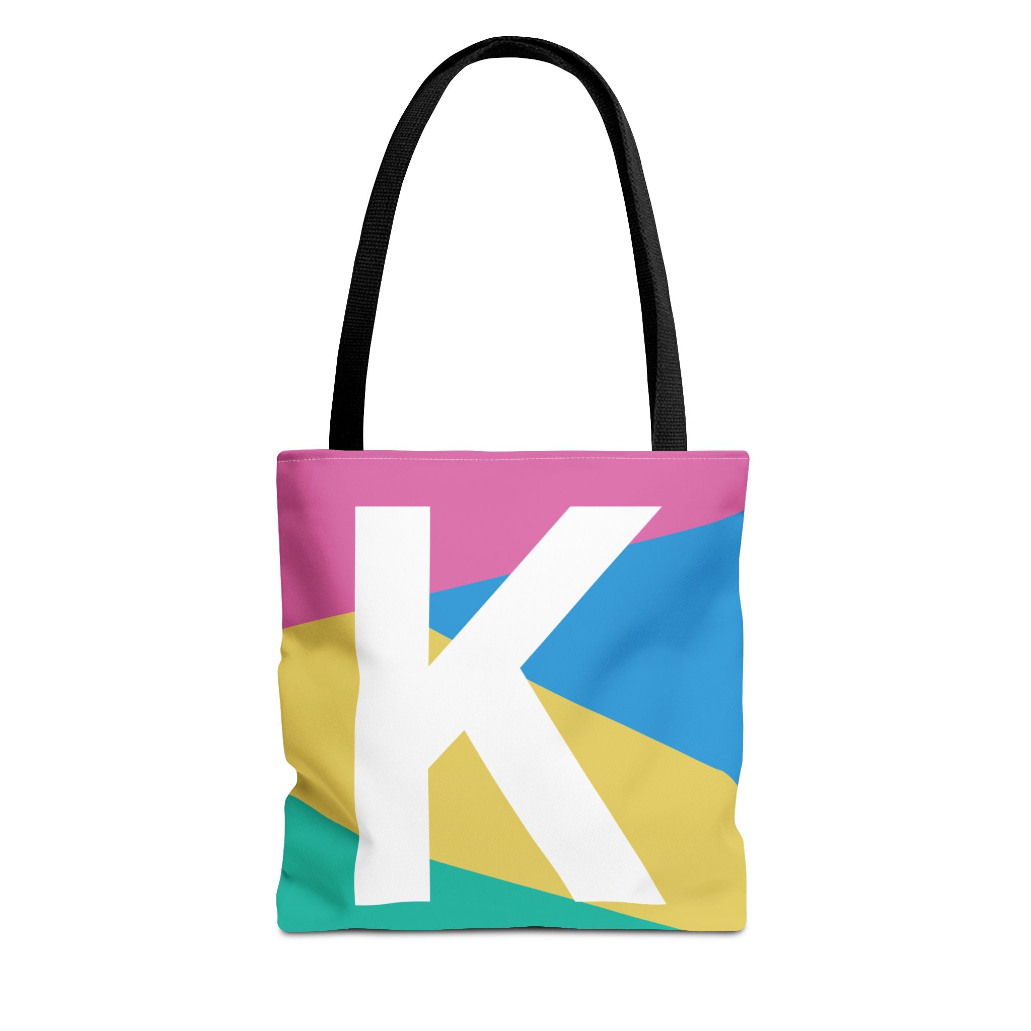 Monogram 'K' Colorblock Tote Bag — Personalized Initial K Shoulder Tote