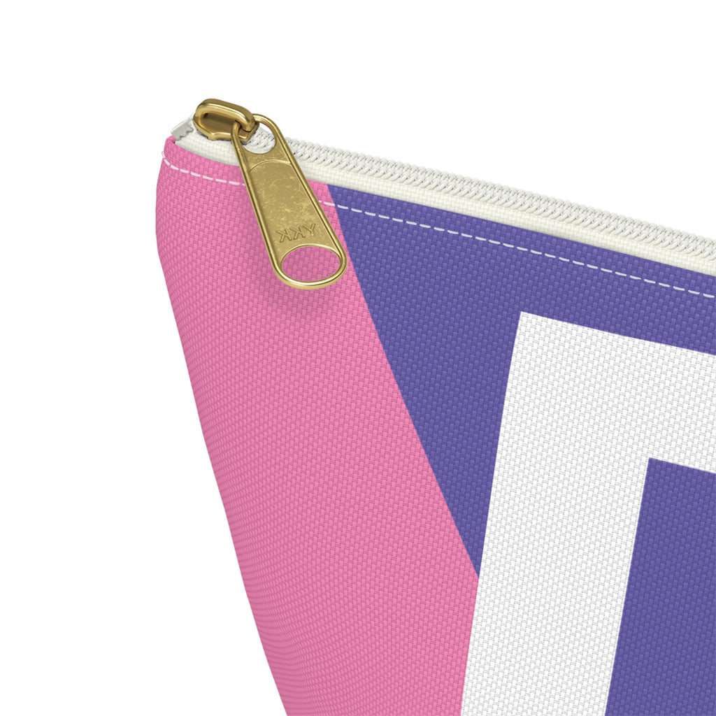 Initials Colorblock Accessory Pouch — Monogram D T-Bottom Cosmetic Bag