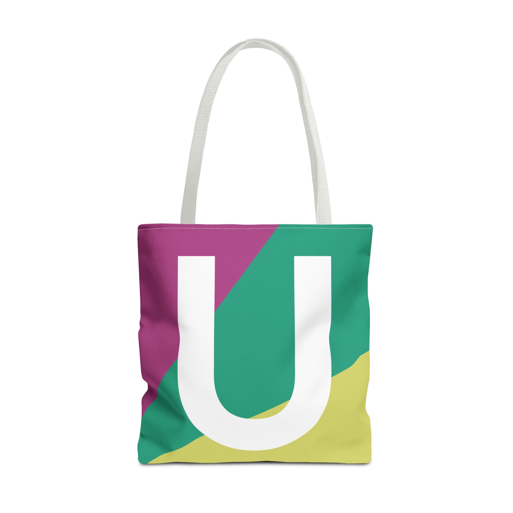 Monogram 'U' Colorblock Tote Bag — Personalized Initial U Shoulder Tote
