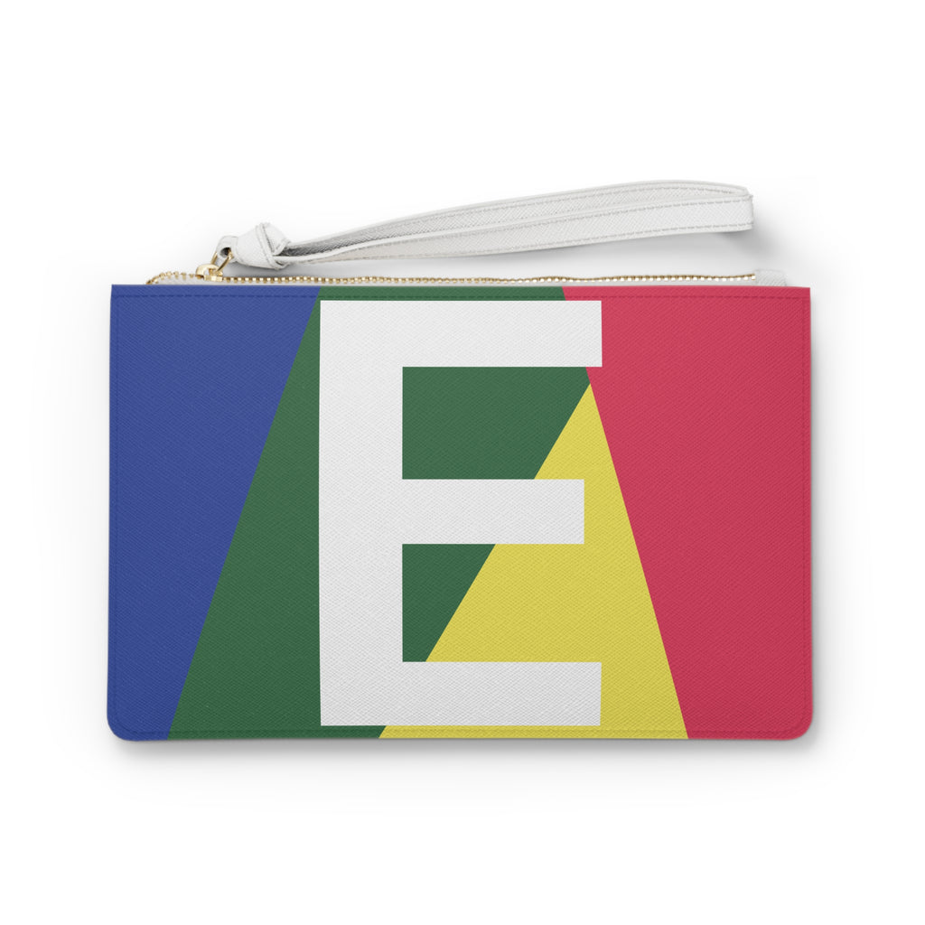 Monogram 'E' Colorblock Clutch Bag — Bold Geometric Wristlet for Everyday & Gifts