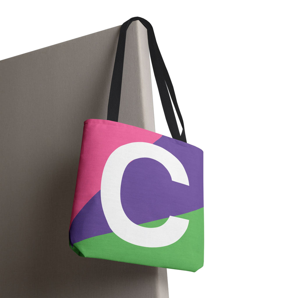 Monogram 'C' Colorblock Tote Bag — Personalized Initial C Shoulder Tote
