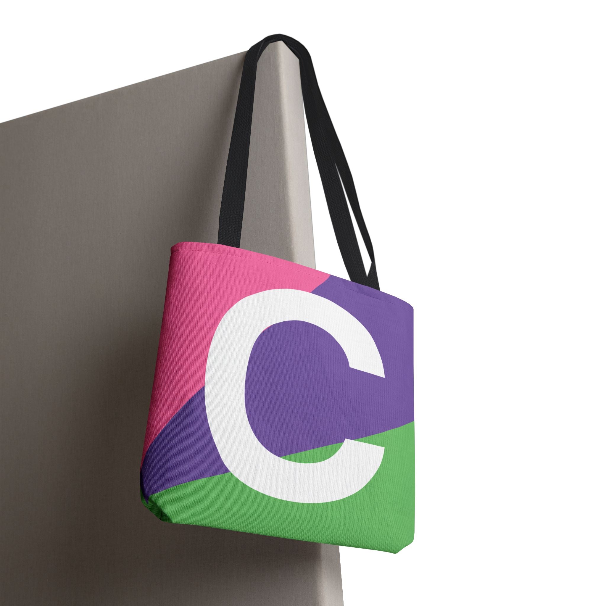 Monogram 'C' Colorblock Tote Bag — Personalized Initial C Shoulder Tote