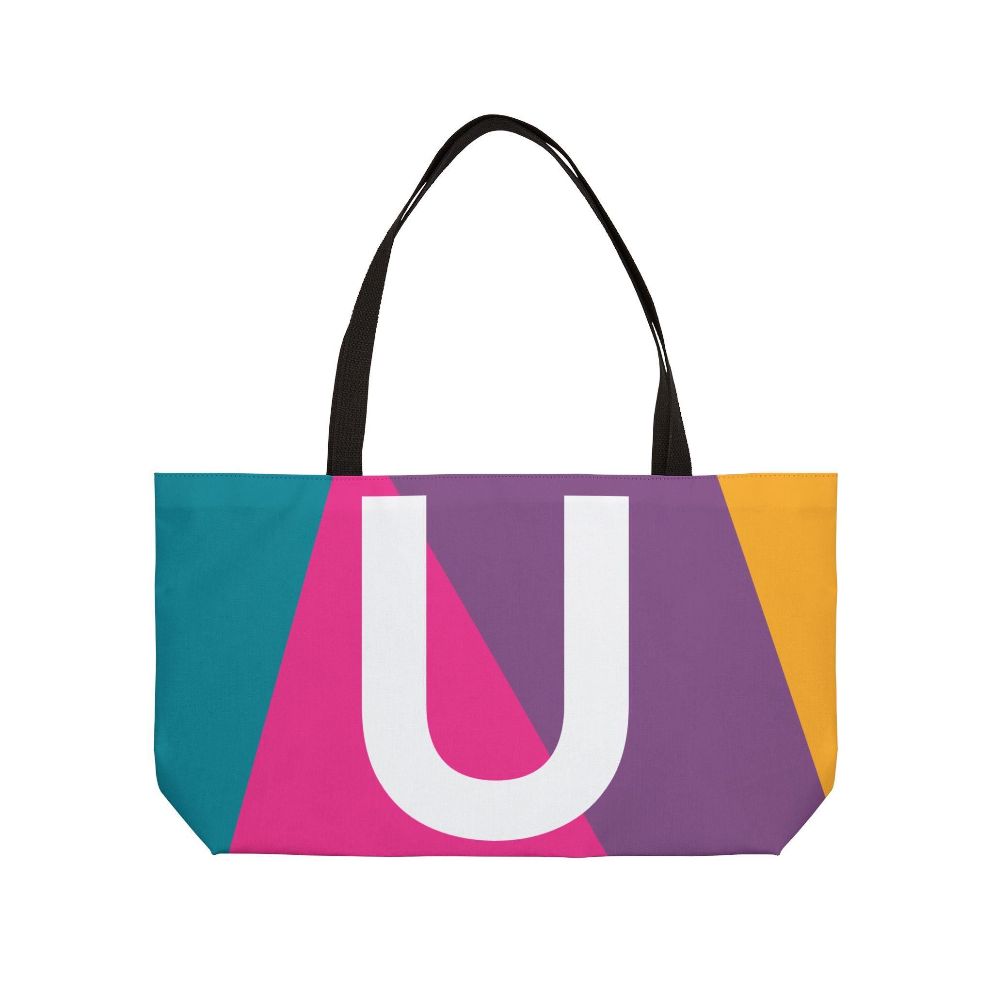 Personalized 'U' Colorblock Tote Bag — Monogram Weekender Tote