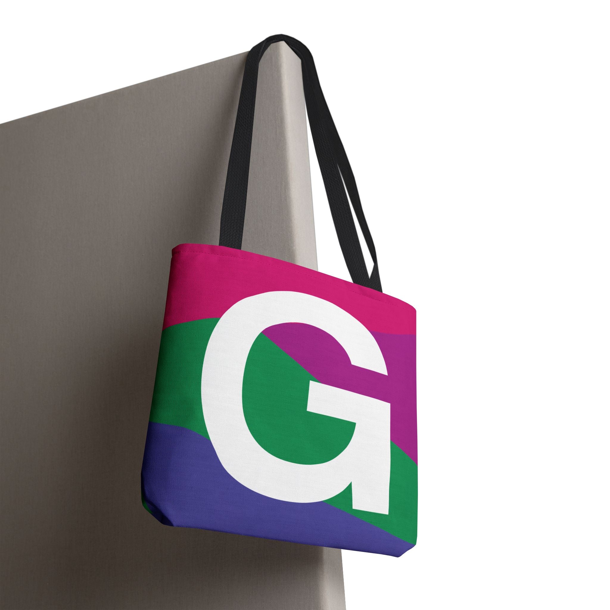 Monogram 'G' Colorblock Tote Bag — Personalized Initial G Shoulder Tote