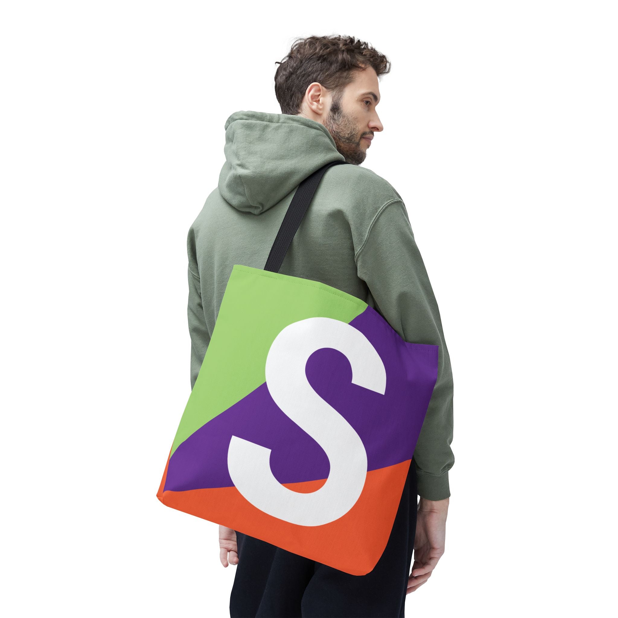 Monogram 'S' Colorblock Tote Bag — Personalized Initial S Shoulder Tote