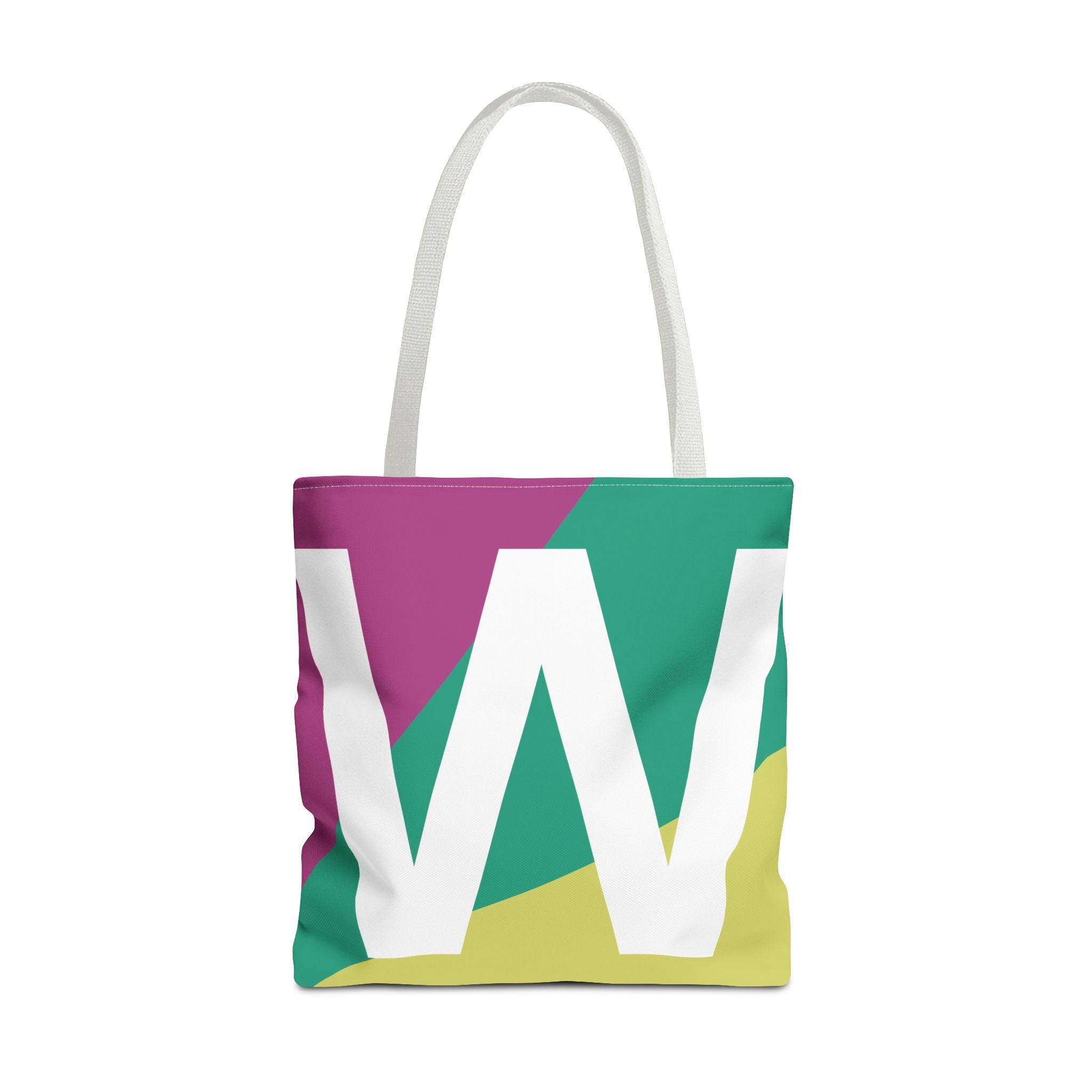 Monogram 'W' Colorblock Tote Bag — Personalized Initial W Shoulder Tote