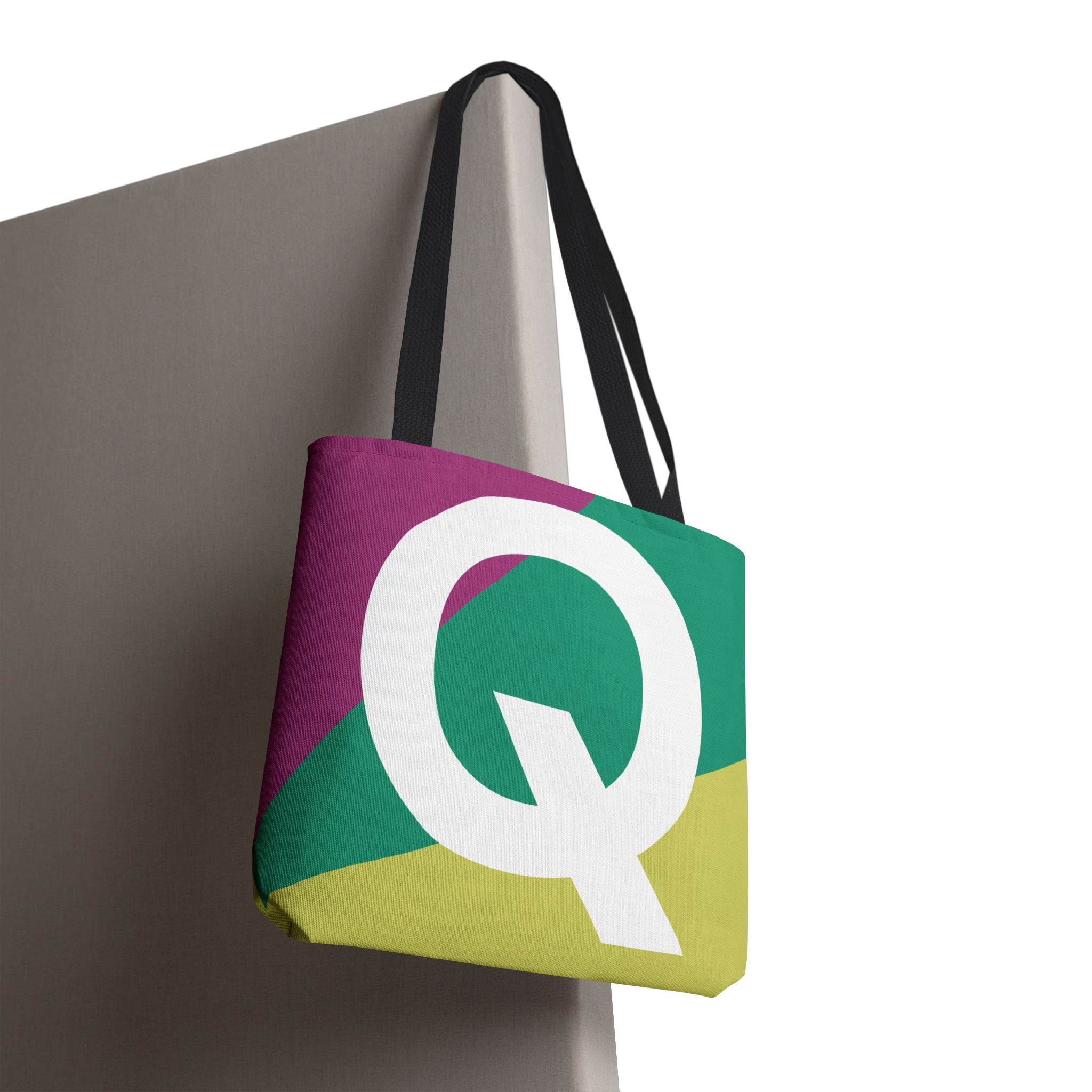 Monogram 'Q' Colorblock Tote Bag — Personalized Initial Q Shoulder Tote