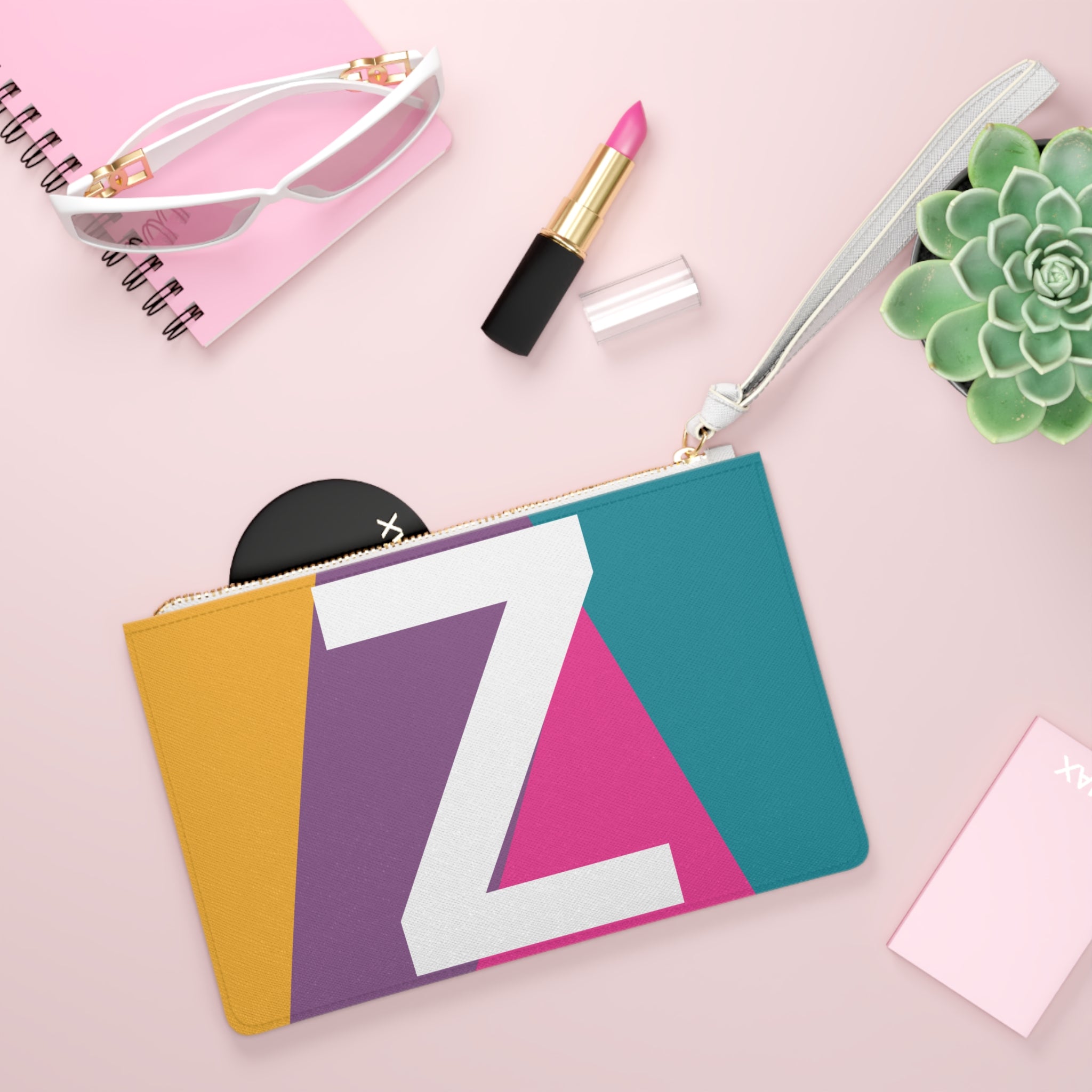 Monogram 'Z' Colorblock Clutch Bag — Bold Geometric Wristlet for Everyday & Gifts