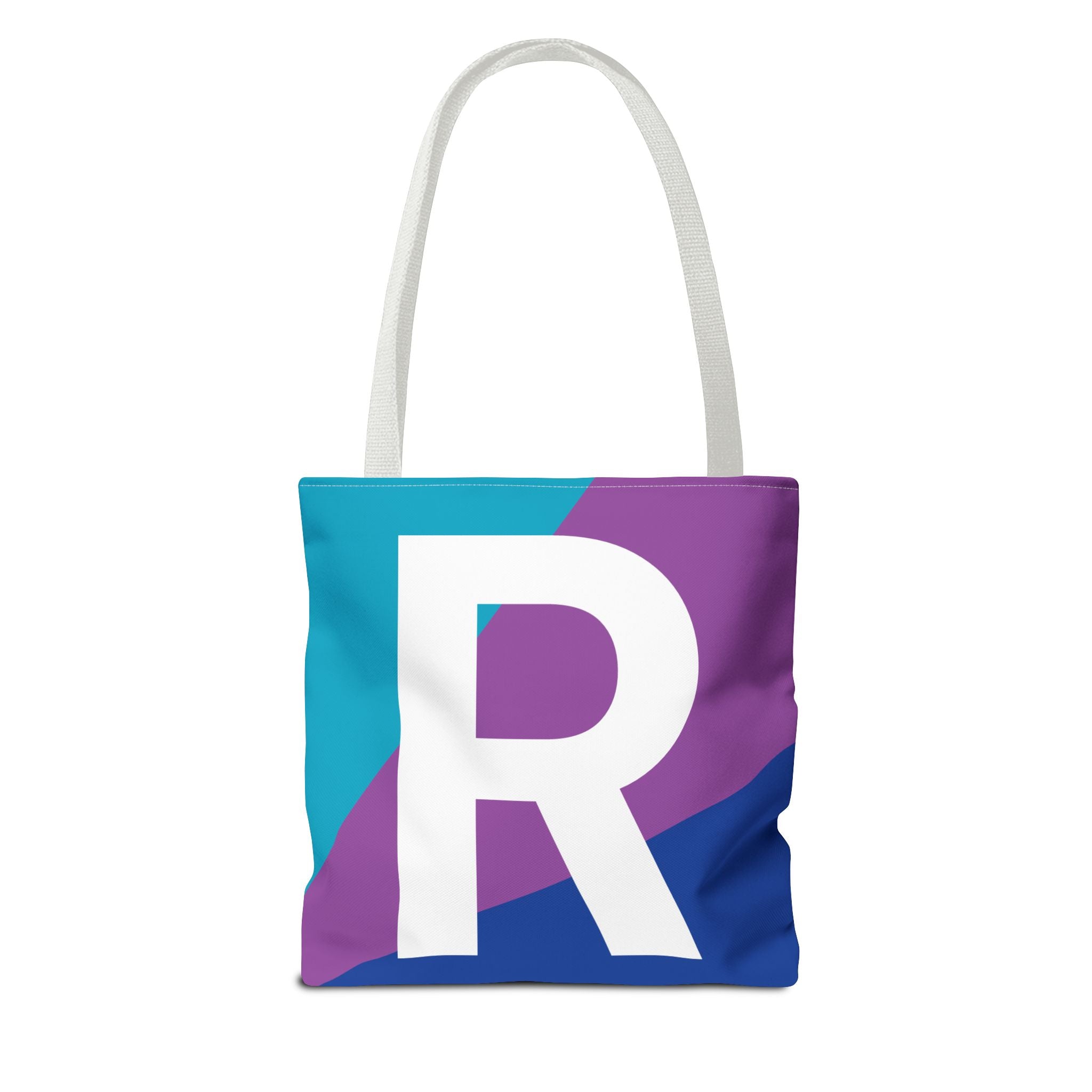 Monogram 'R' Colorblock Tote Bag — Personalized Initial R Shoulder Tote