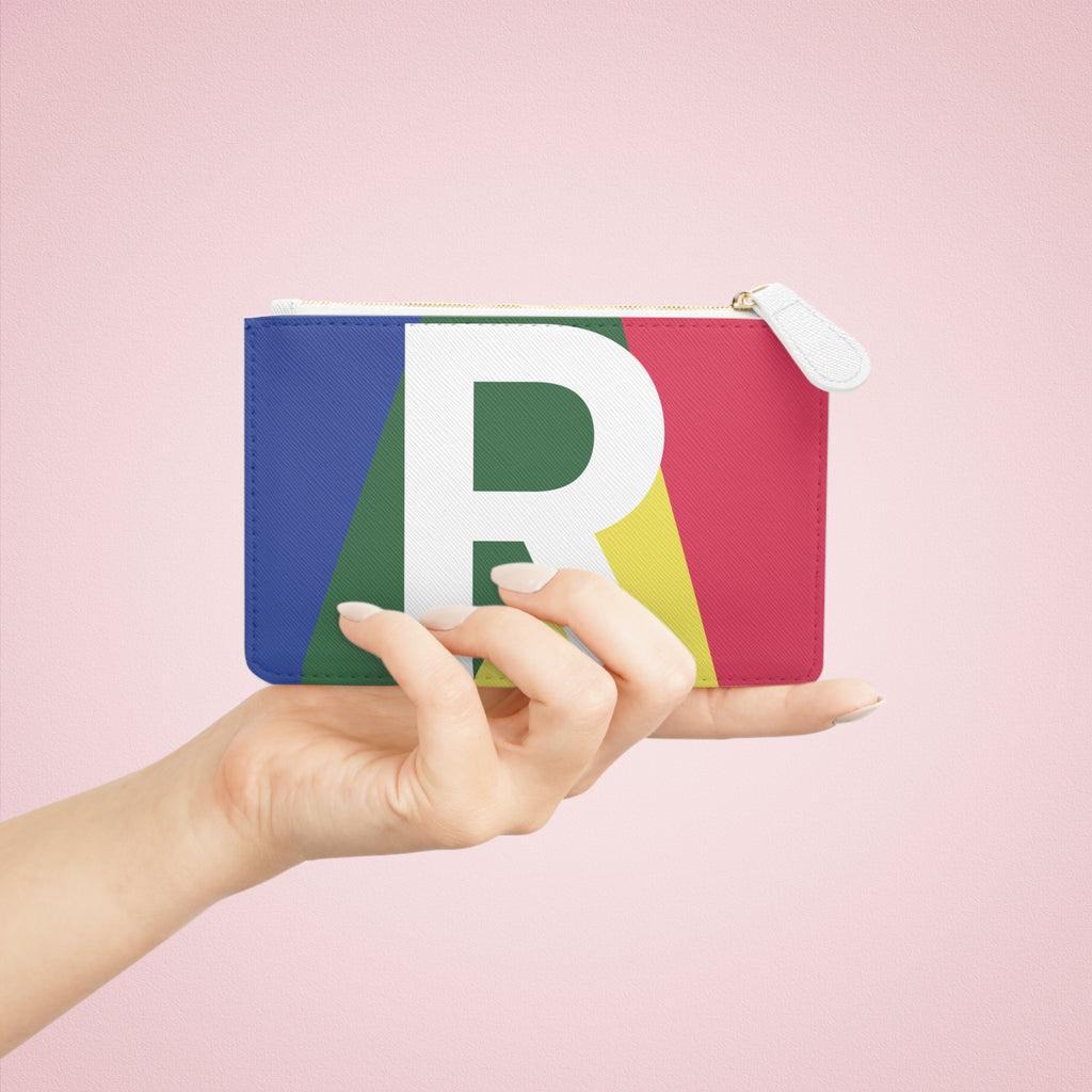 Initial R Mini Clutch — Colorblock Monogram Wristlet Wallet