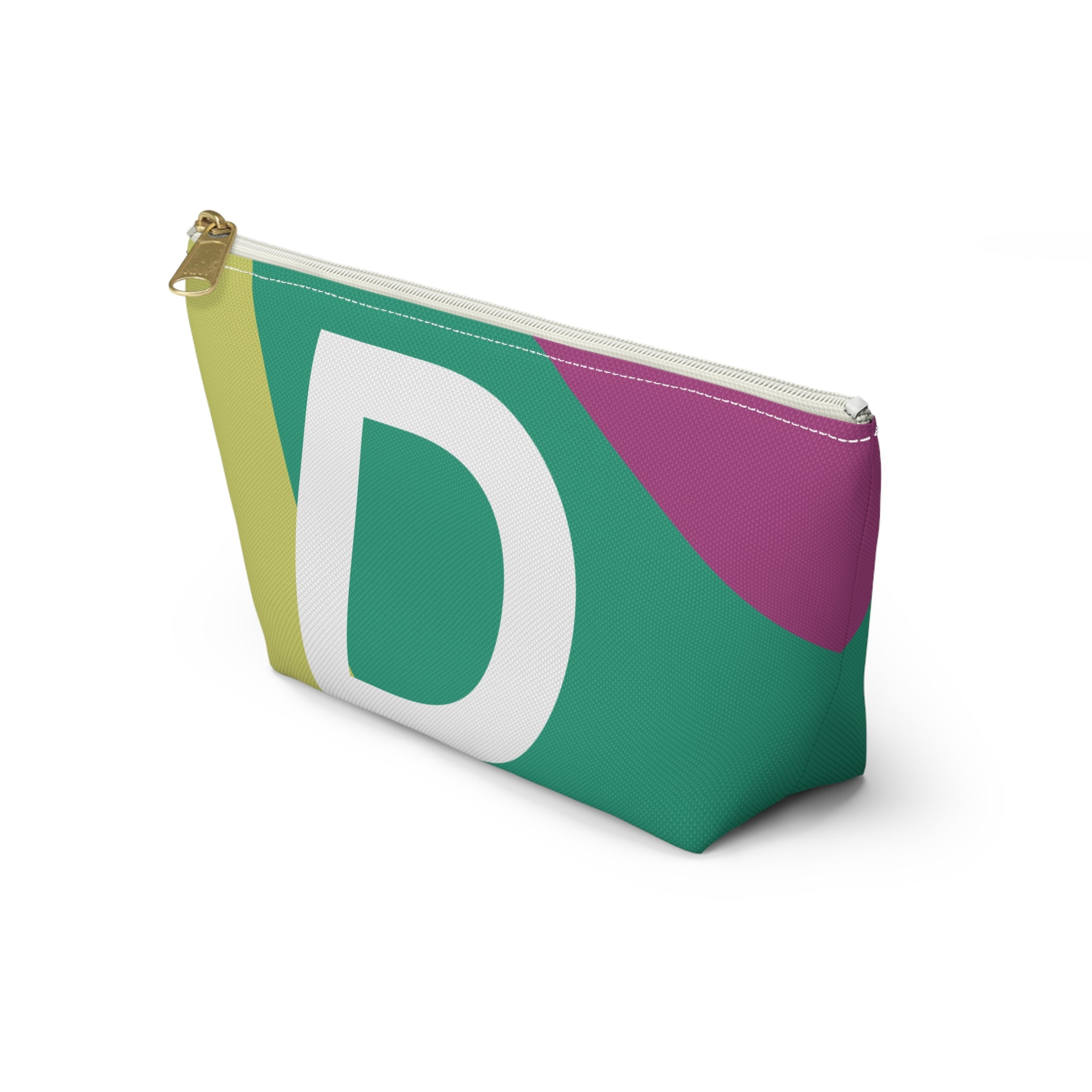 Initials Colorblock Accessory Pouch — Monogram D T-Bottom Cosmetic Bag