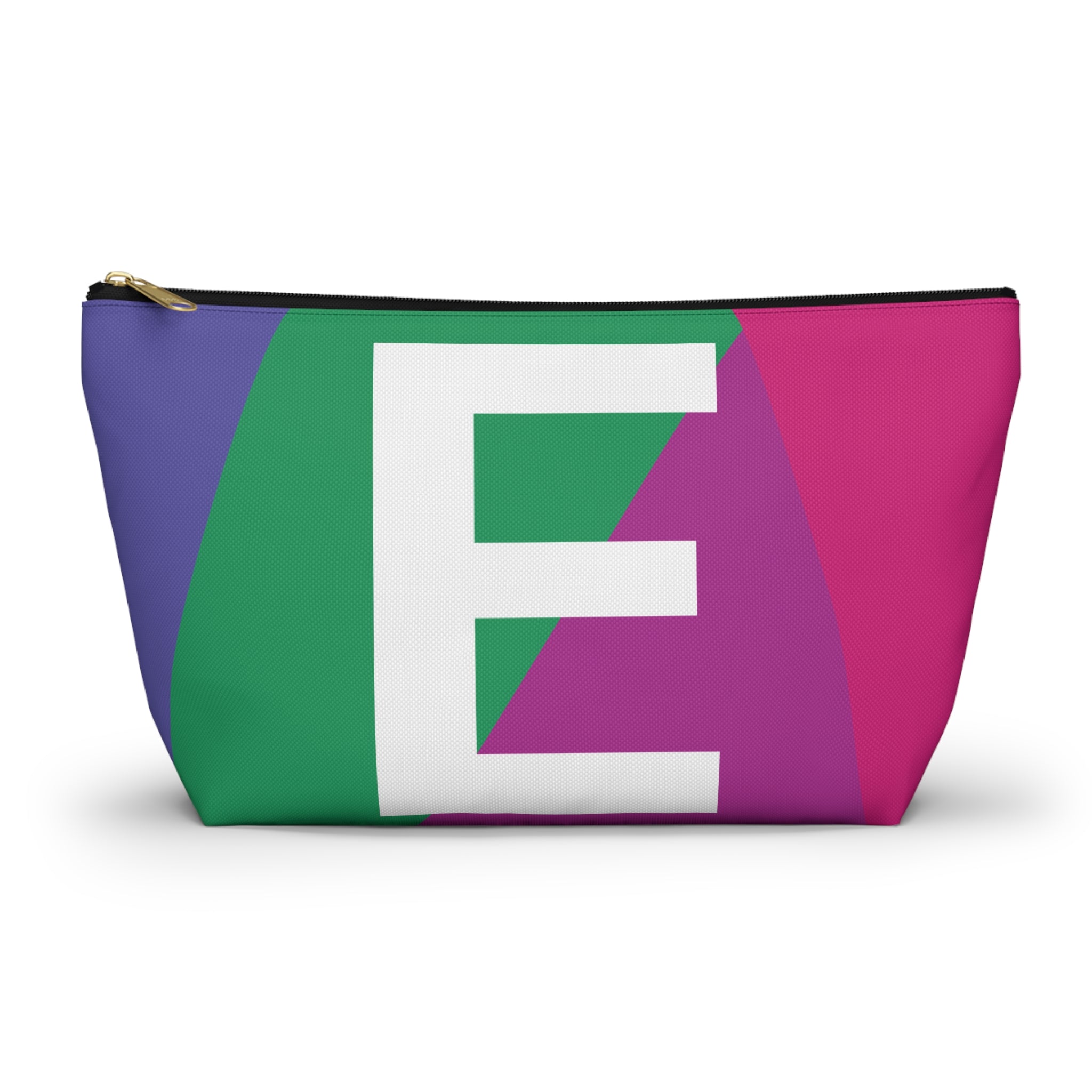 Initials Colorblock Accessory Pouch — Monogram E T-Bottom Cosmetic Bag