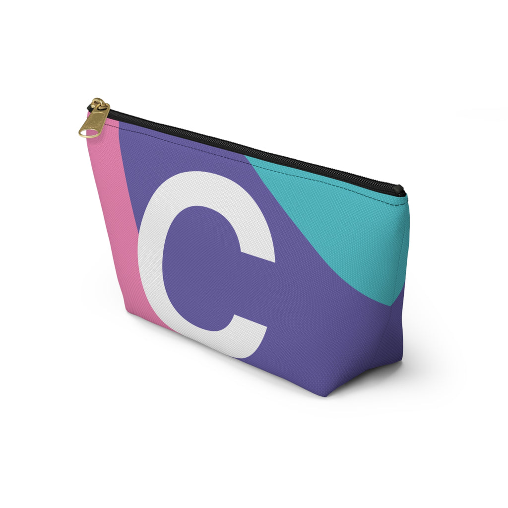 Initials Colorblock Accessory Pouch — Monogram C T-Bottom Cosmetic Bag