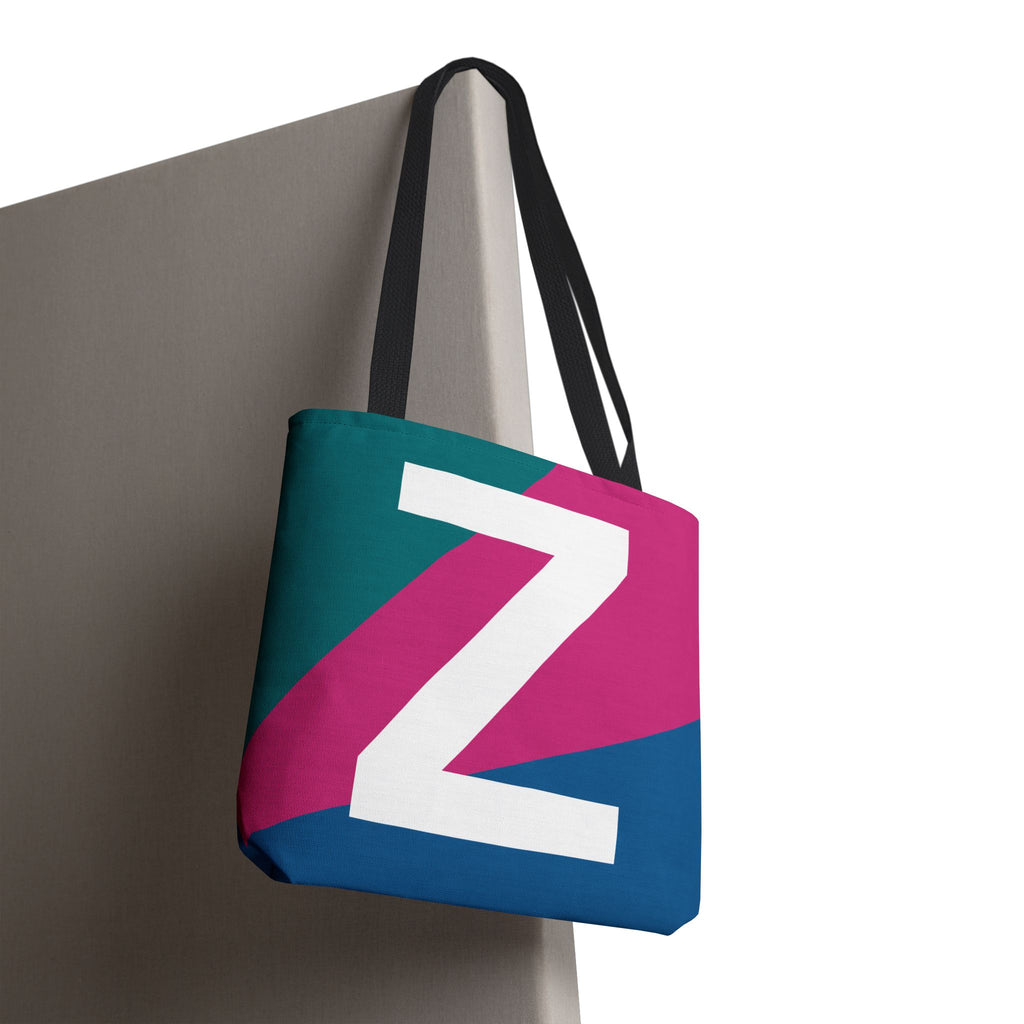 Monogram 'Z' Colorblock Tote Bag — Personalized Initial Z Shoulder Tote