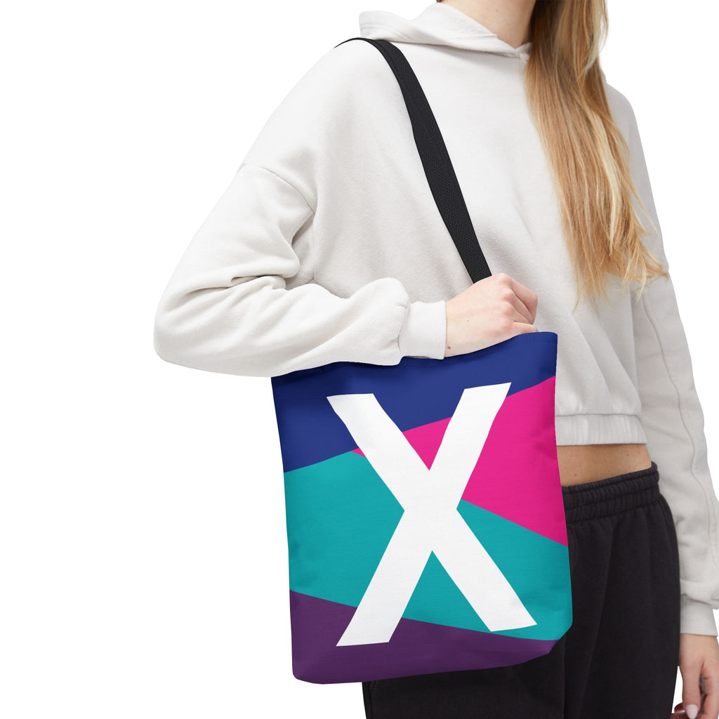 Monogram 'X' Colorblock Tote Bag — Personalized Initial X Shoulder Tote