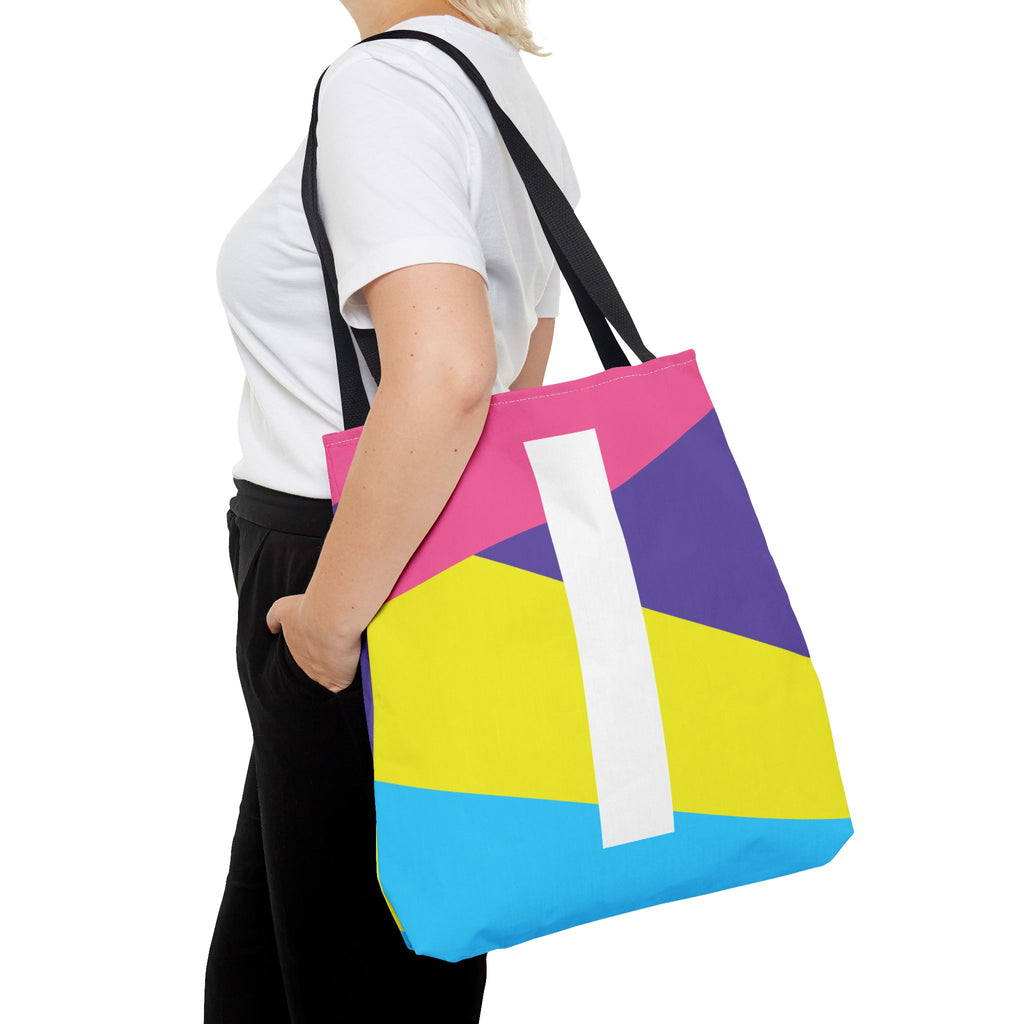 Monogram 'I' Colorblock Tote Bag — Personalized Initial I Shoulder Tote