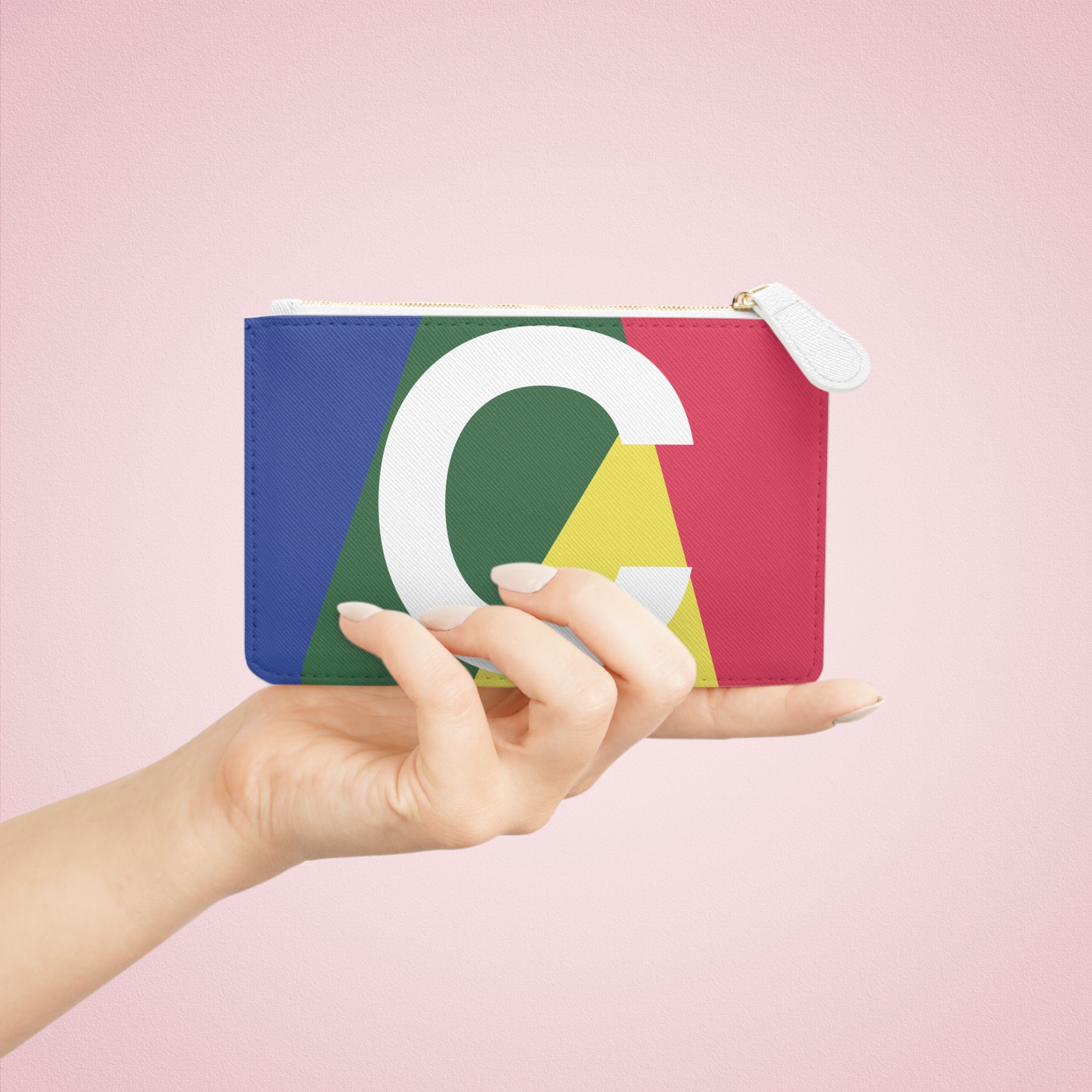 Initial C Mini Clutch — Colorblock Monogram Wristlet Wallet