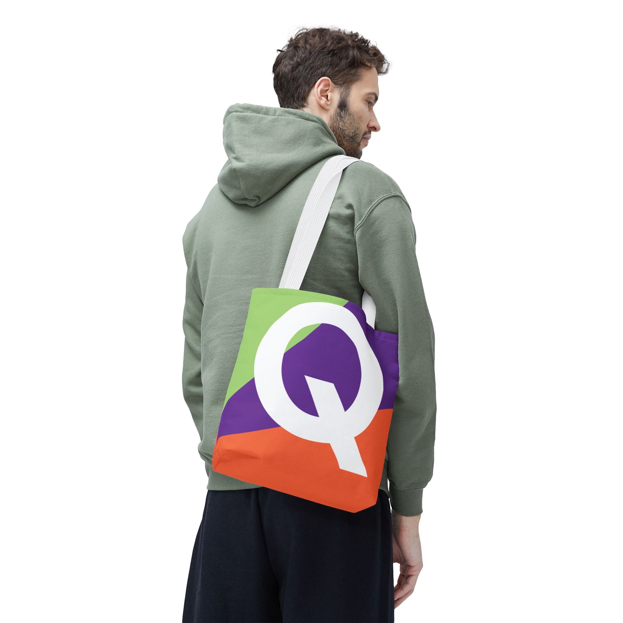 Monogram 'Q' Colorblock Tote Bag — Personalized Initial Q Shoulder Tote