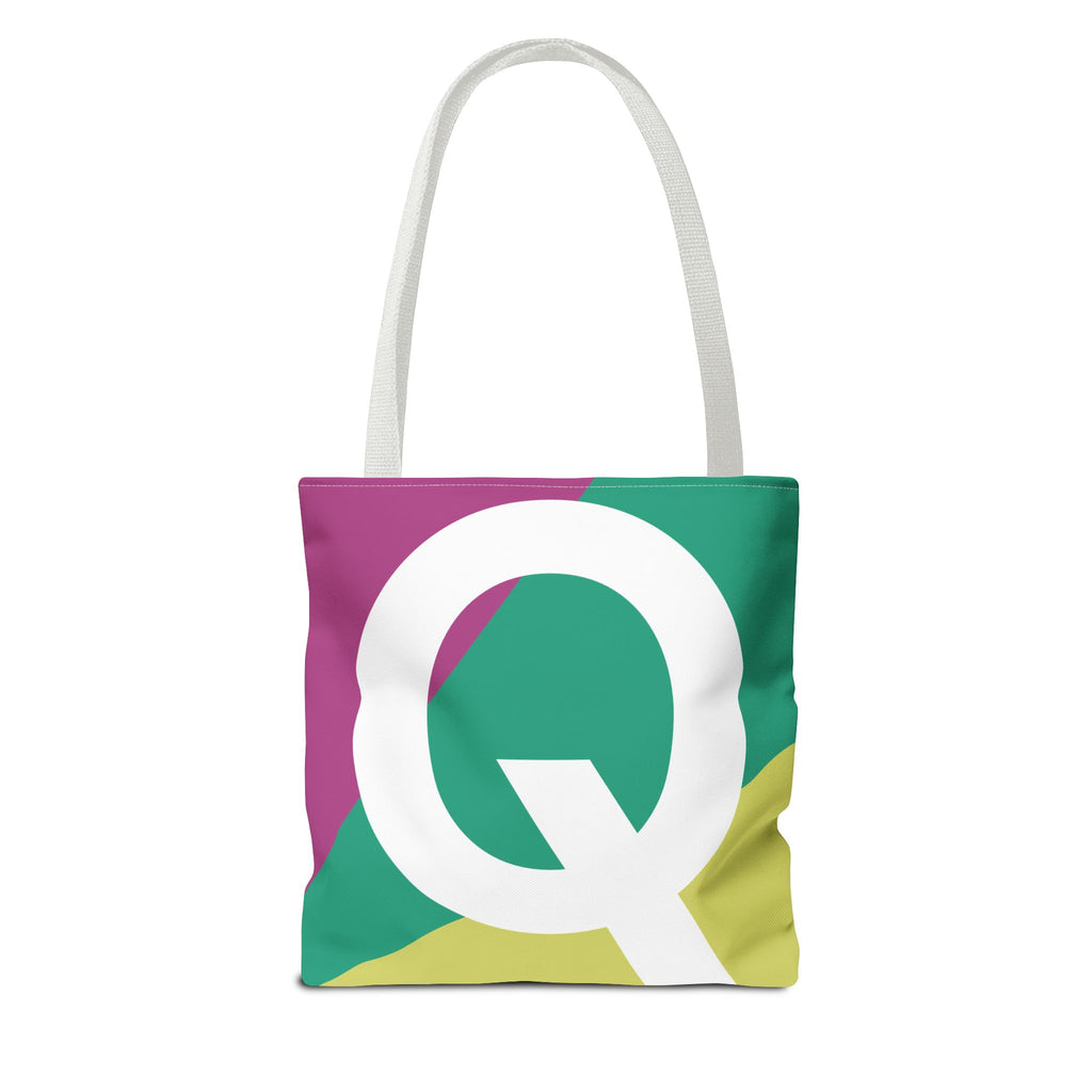 Monogram 'Q' Colorblock Tote Bag — Personalized Initial Q Shoulder Tote