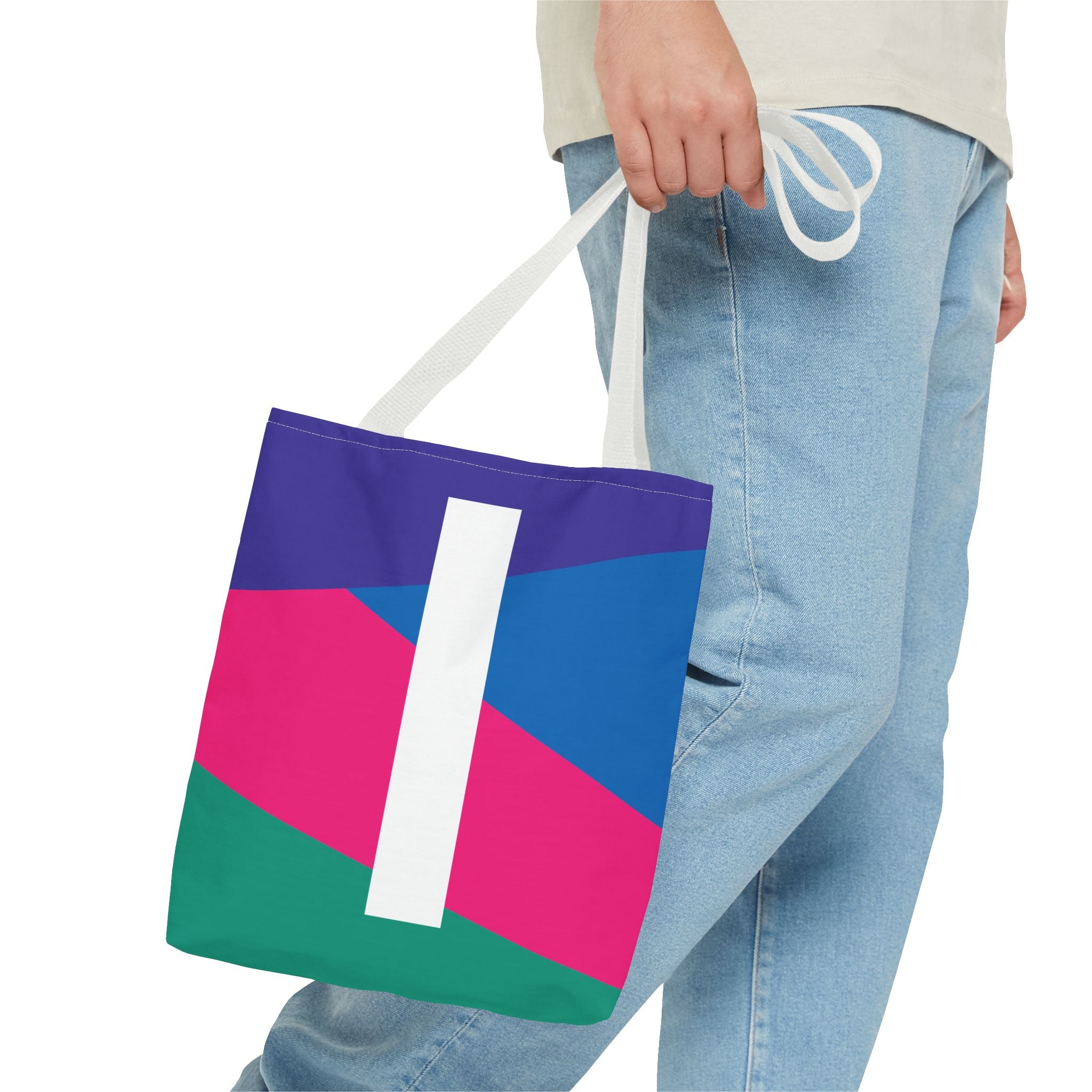 Monogram 'I' Colorblock Tote Bag — Personalized Initial I Shoulder Tote