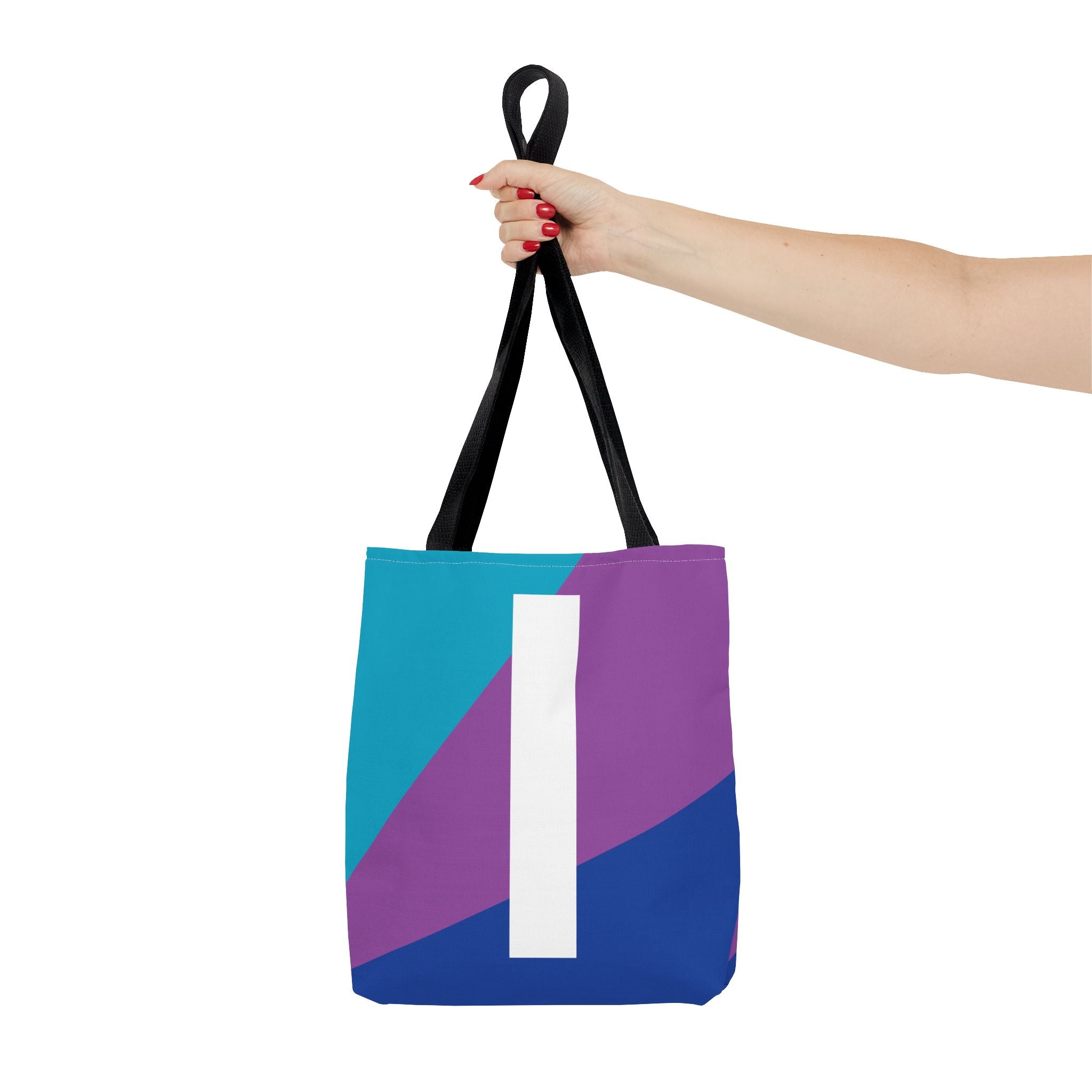 Monogram 'I' Colorblock Tote Bag — Personalized Initial I Shoulder Tote