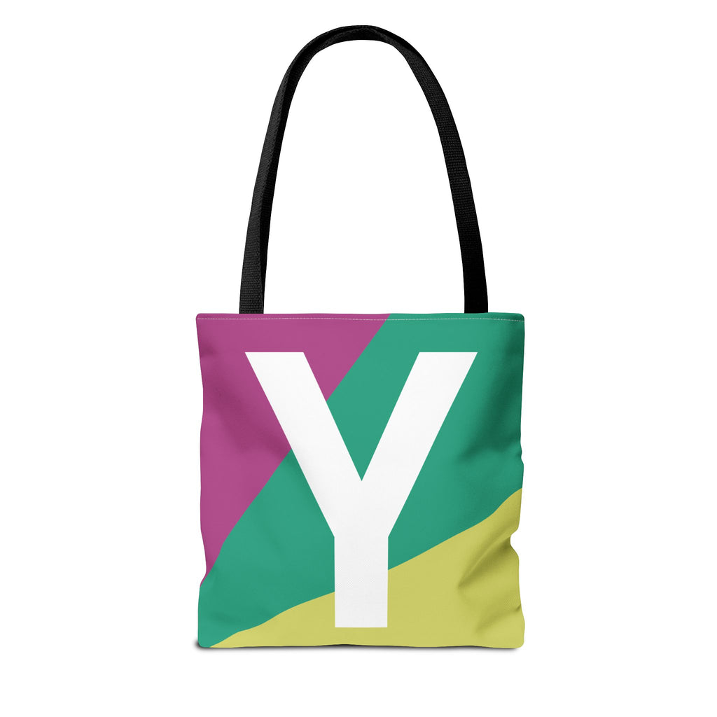 Monogram 'Y' Colorblock Tote Bag — Personalized Initial Y Shoulder Tote