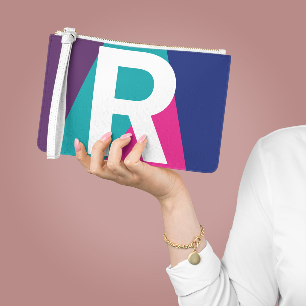 Monogram 'R' Colorblock Clutch Bag — Bold Geometric Wristlet for Everyday & Gifts