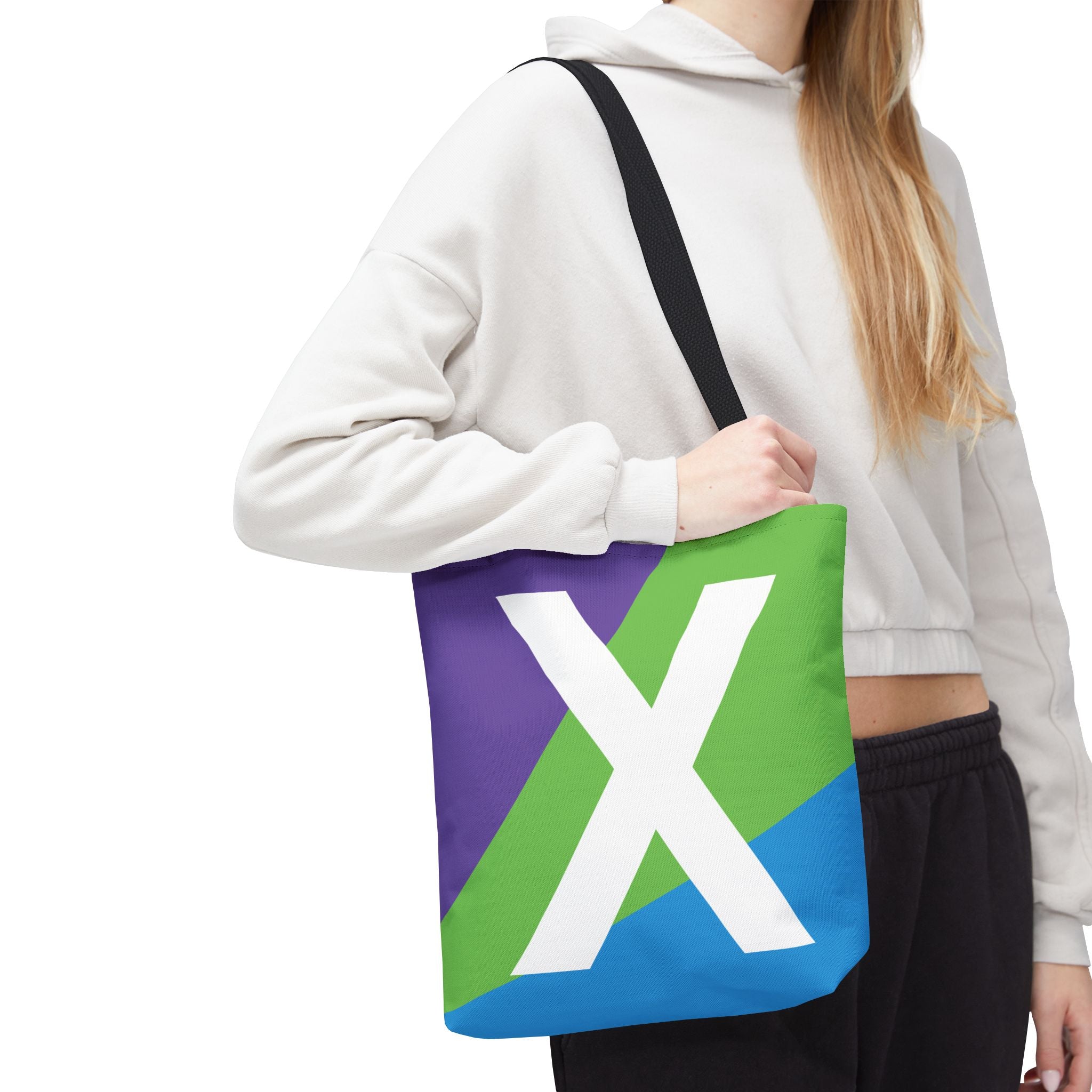 Monogram 'X' Colorblock Tote Bag — Personalized Initial X Shoulder Tote