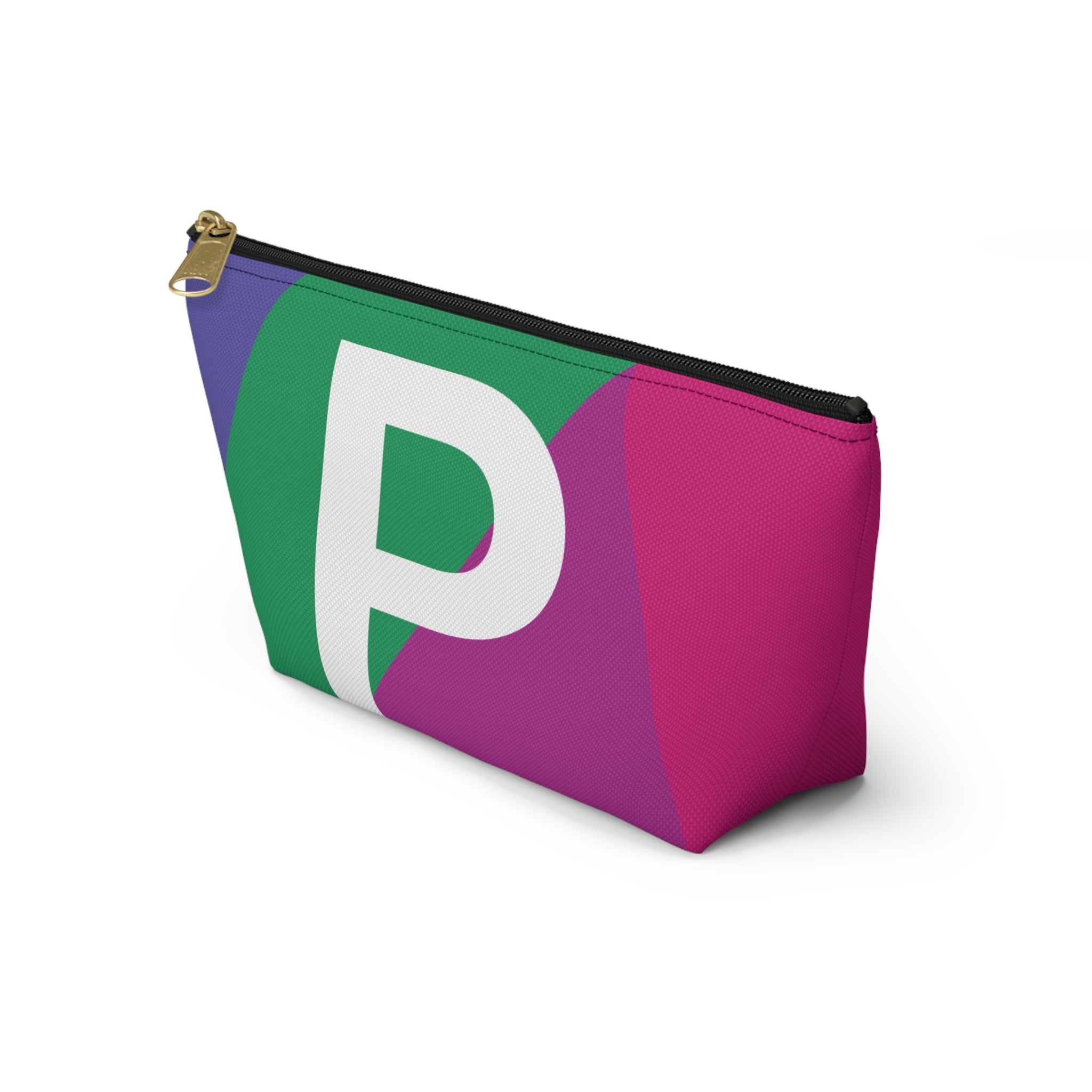 Initials Colorblock Accessory Pouch — Monogram P T-Bottom Cosmetic Bag