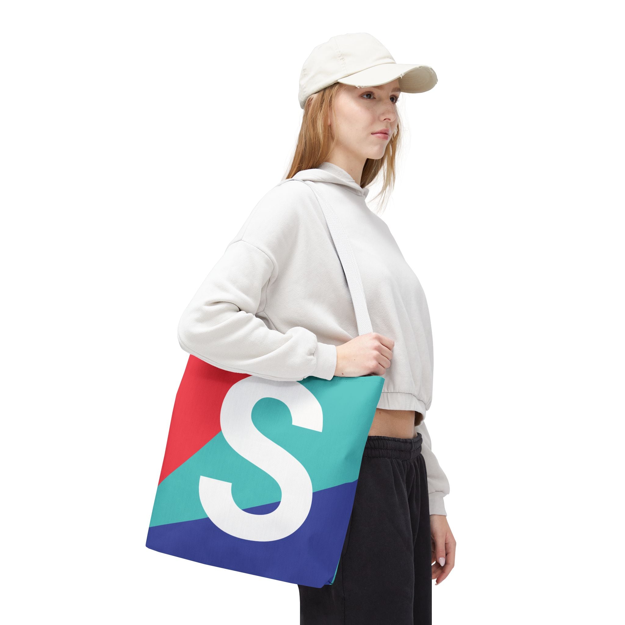 Monogram 'S' Colorblock Tote Bag — Personalized Initial S Shoulder Tote