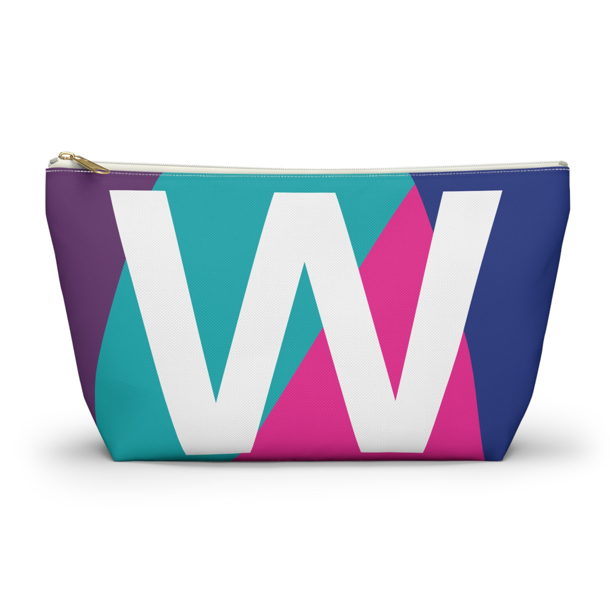 Initials Colorblock Accessory Pouch — Monogram W T-Bottom Cosmetic Bag