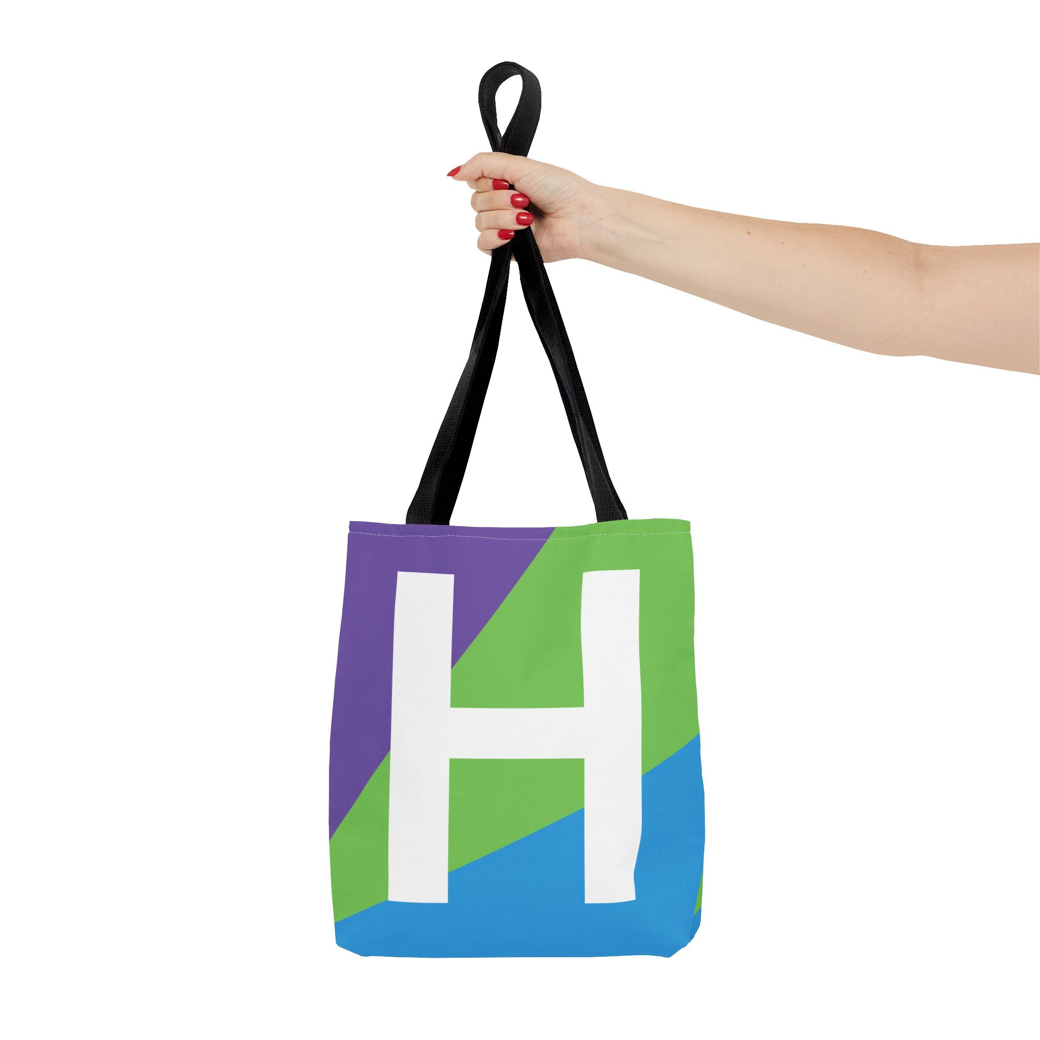 Monogram 'H' Colorblock Tote Bag — Personalized Initial H Shoulder Tote