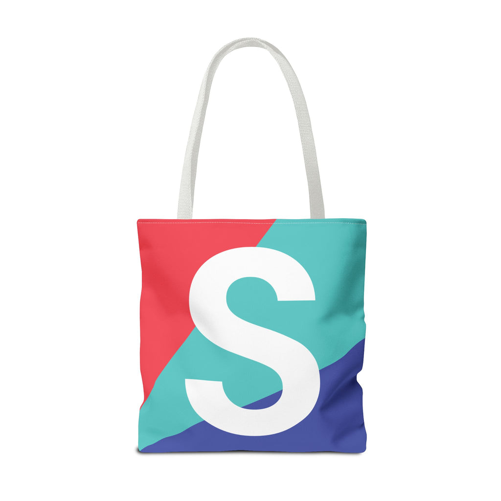Monogram 'S' Colorblock Tote Bag — Personalized Initial S Shoulder Tote