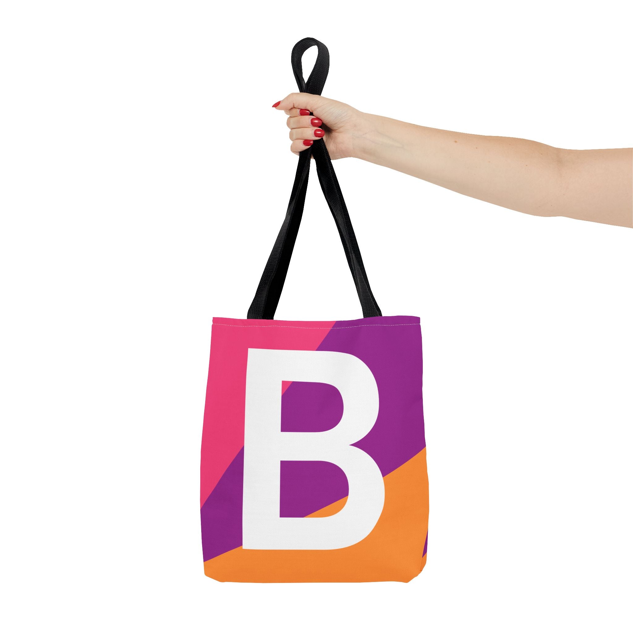 Monogram 'B' Colorblock Tote Bag — Personalized Initial B Shoulder Tote