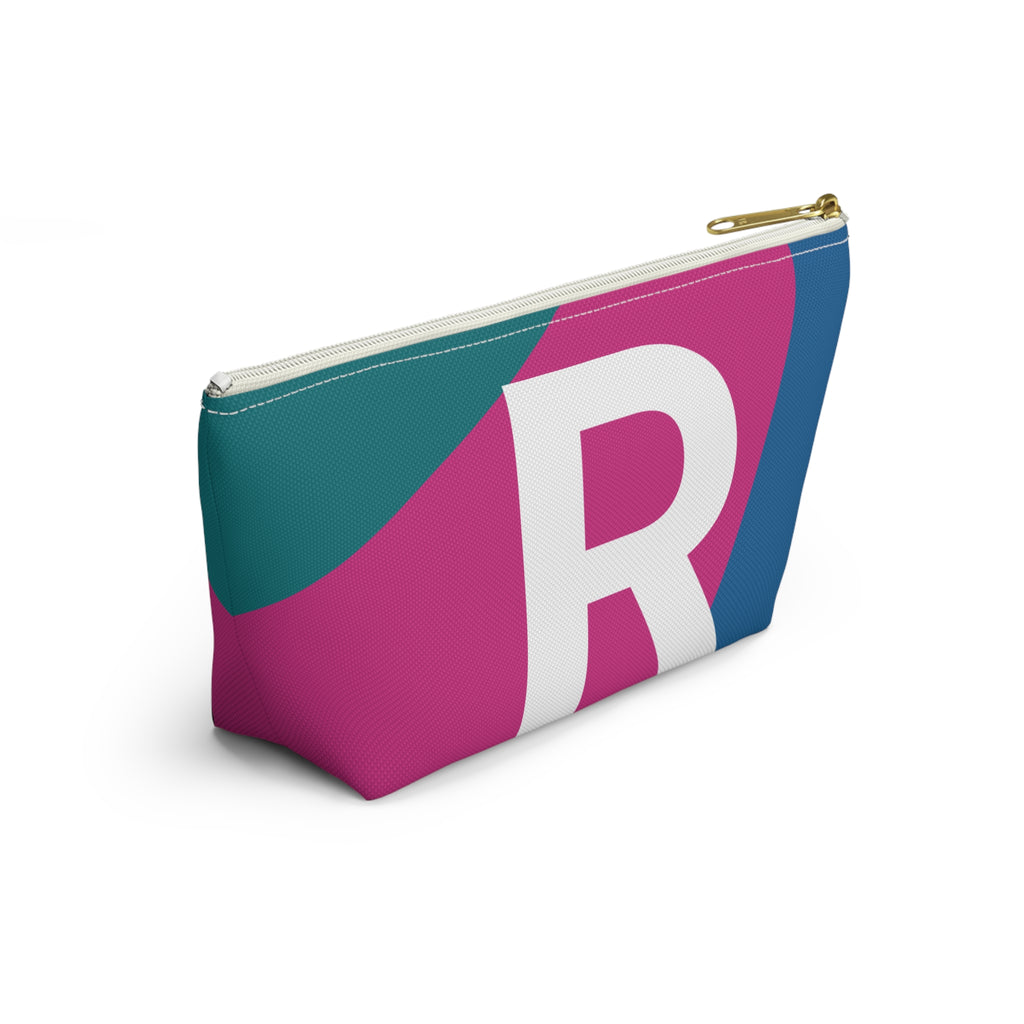 Initials Colorblock Accessory Pouch — Monogram R T-Bottom Cosmetic Bag