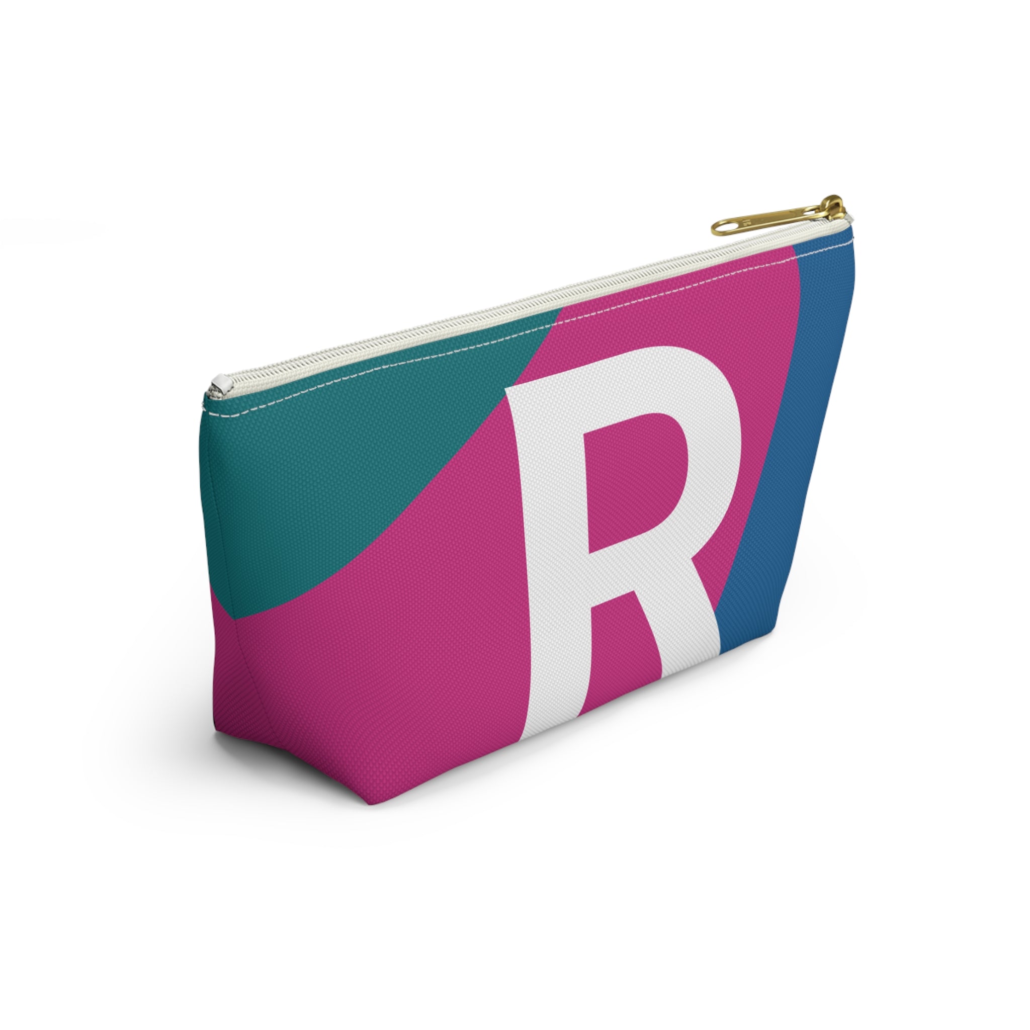 Initials Colorblock Accessory Pouch — Monogram R T-Bottom Cosmetic Bag