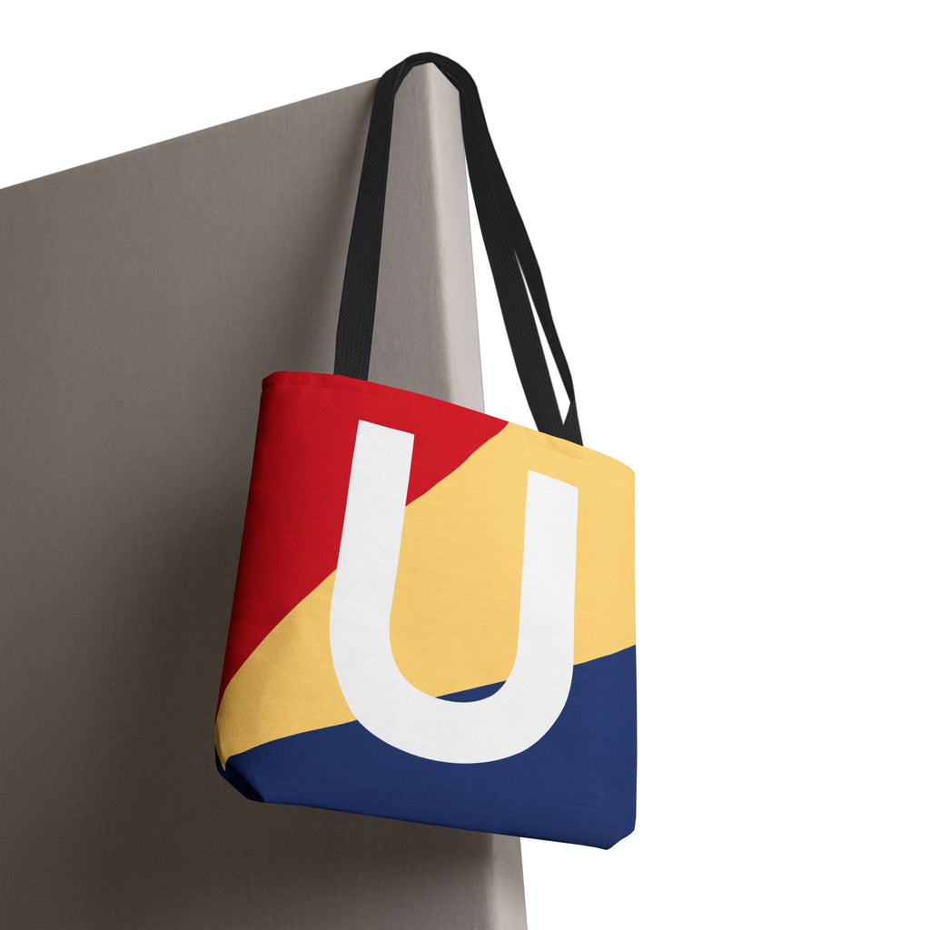 Monogram 'U' Colorblock Tote Bag — Personalized Initial U Shoulder Tote