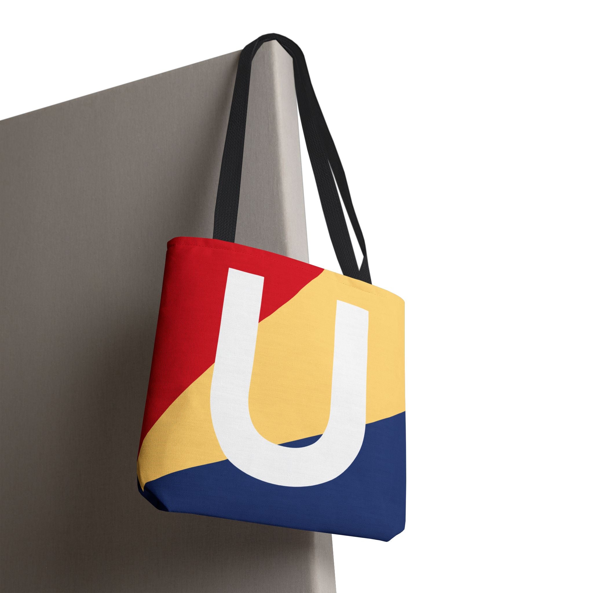 Monogram 'U' Colorblock Tote Bag — Personalized Initial U Shoulder Tote