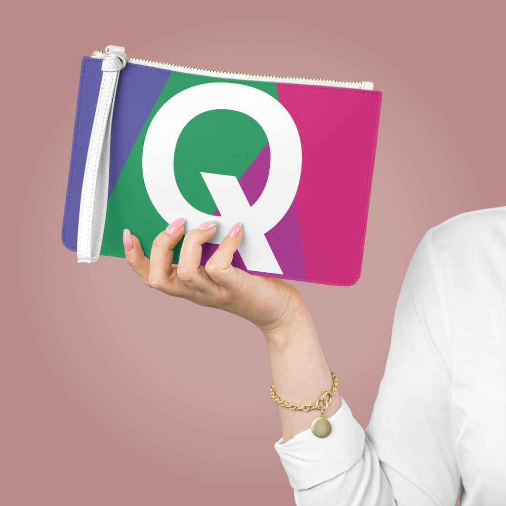 Monogram 'Q' Colorblock Clutch Bag — Bold Geometric Wristlet for Everyday & Gifts