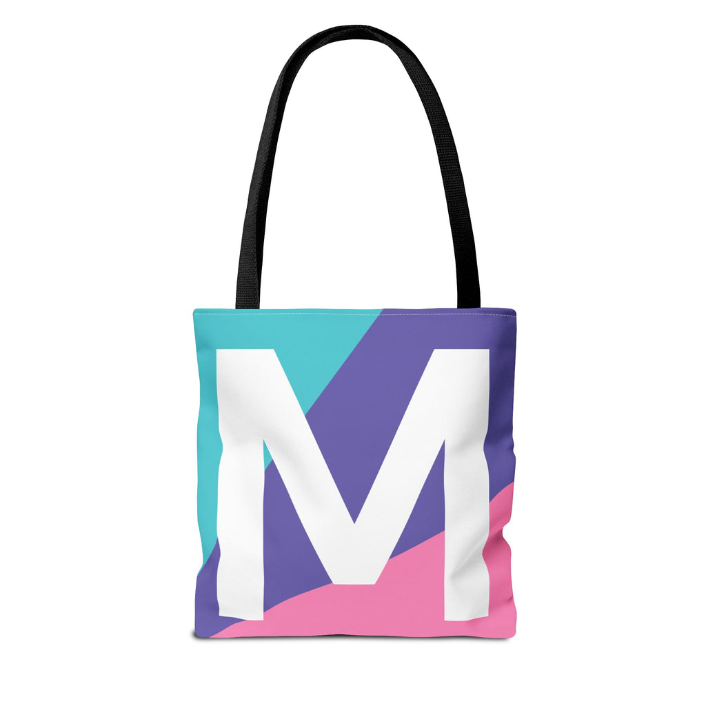 Monogram 'M' Colorblock Tote Bag — Personalized Initial M Shoulder Tote