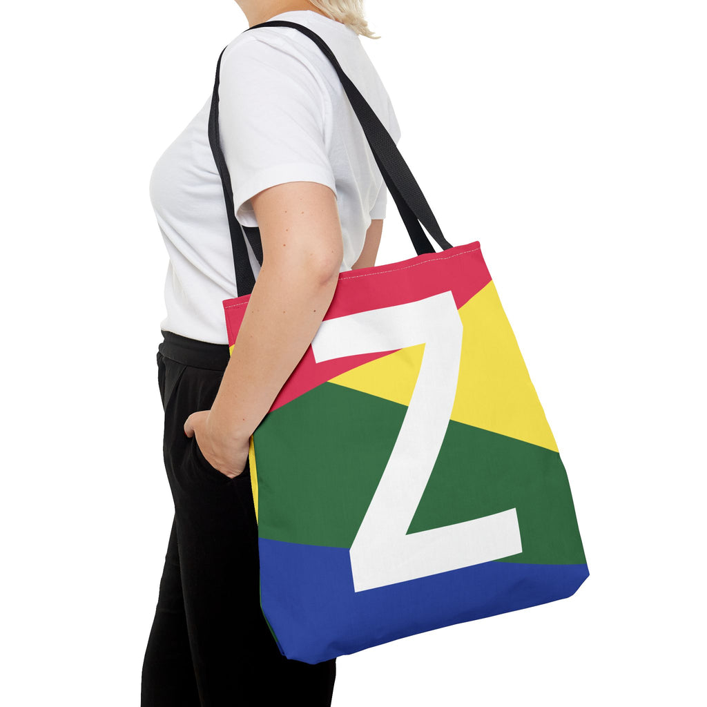Monogram 'Z' Colorblock Tote Bag — Personalized Initial Z Shoulder Tote