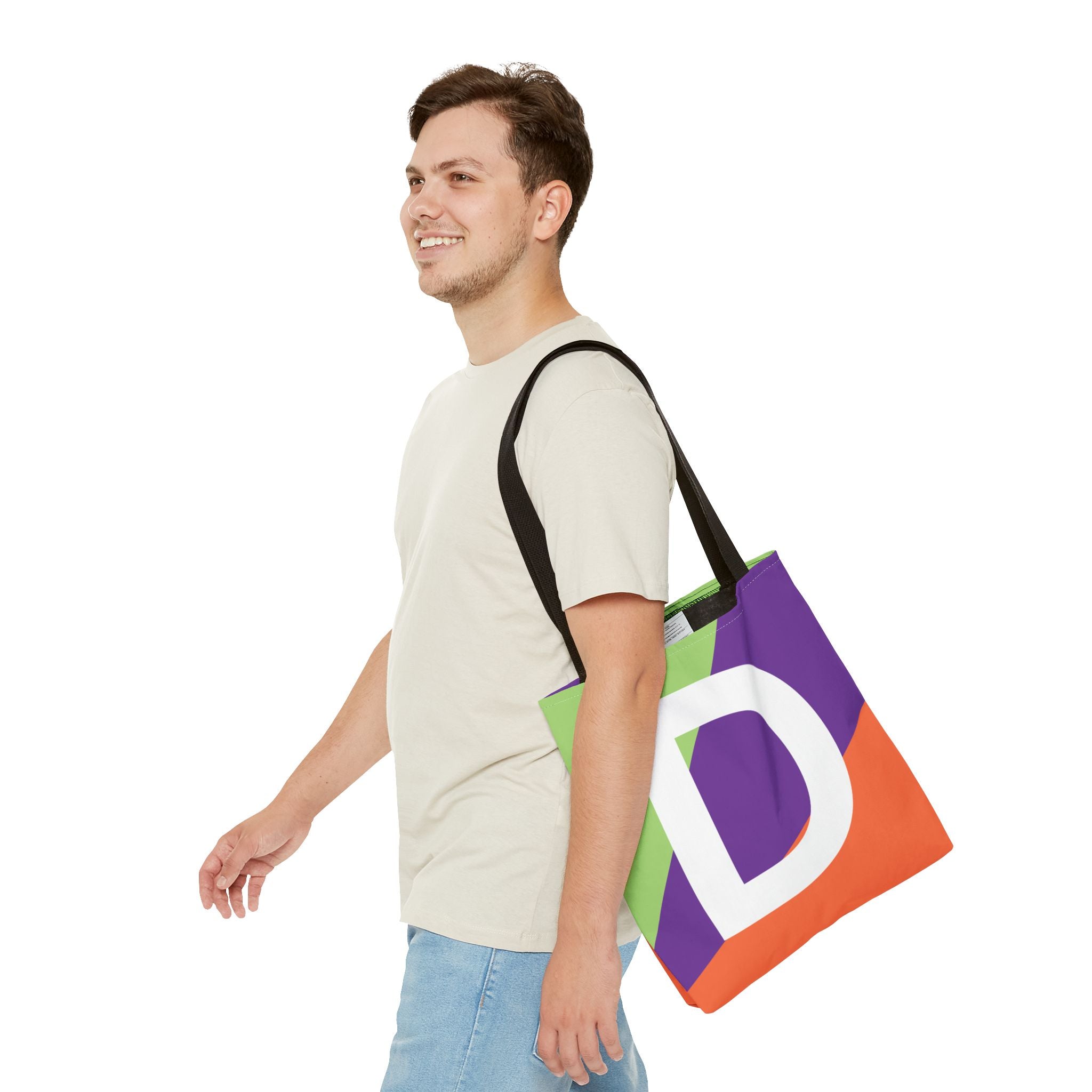 Monogram 'D' Colorblock Tote Bag — Personalized Initial D Shoulder Tote