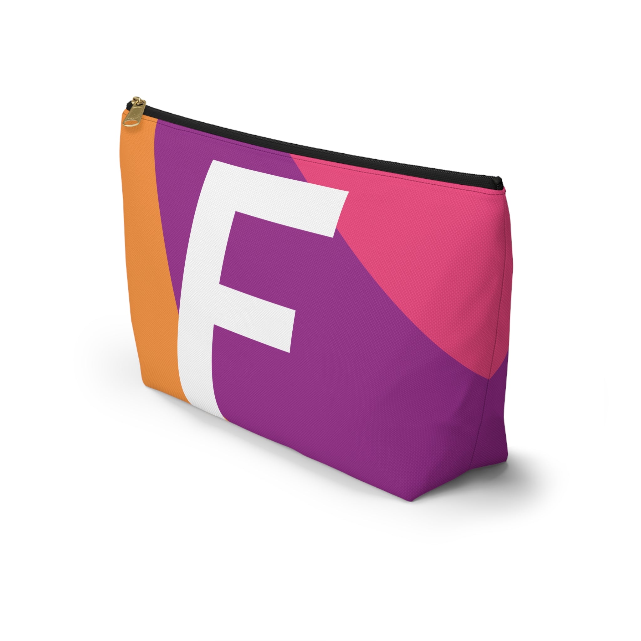Initials Colorblock Accessory Pouch — Monogram F T-Bottom Cosmetic Bag