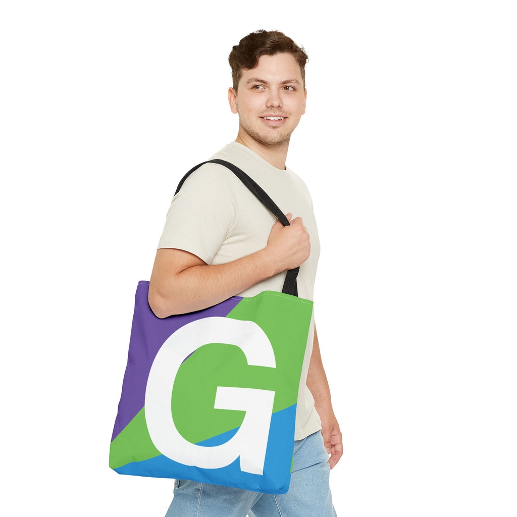 Monogram 'G' Colorblock Tote Bag — Personalized Initial G Shoulder Tote