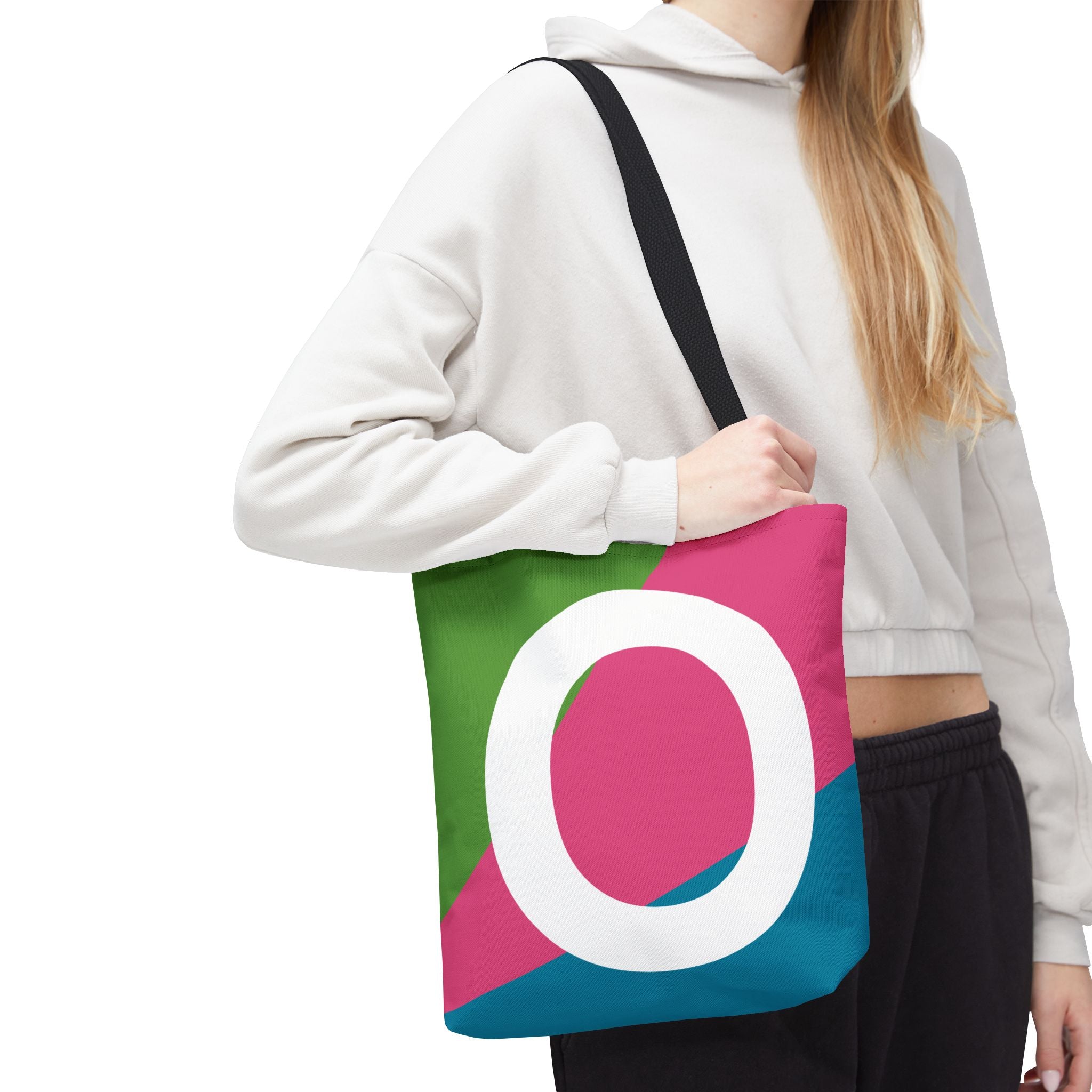Monogram 'O' Colorblock Tote Bag — Personalized Initial O Shoulder Tote