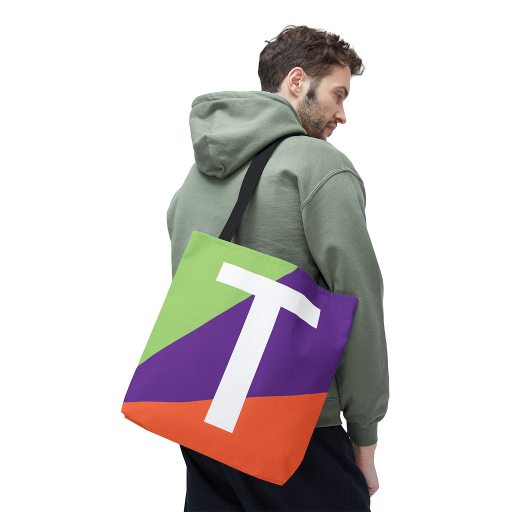 Monogram 'T' Colorblock Tote Bag — Personalized Initial T Shoulder Tote