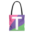 Monogram 'T' Colorblock Tote Bag — Personalized Initial T Shoulder Tote