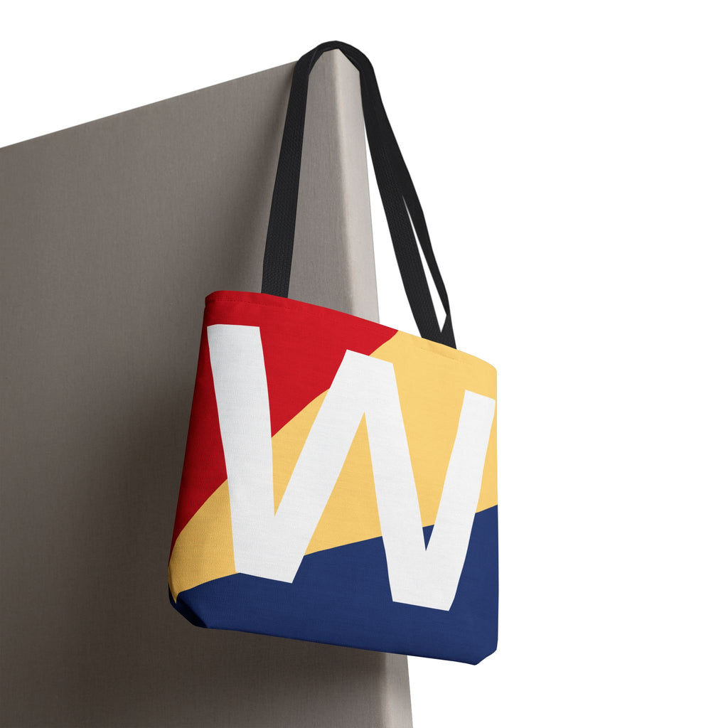 Monogram 'W' Colorblock Tote Bag — Personalized Initial W Shoulder Tote