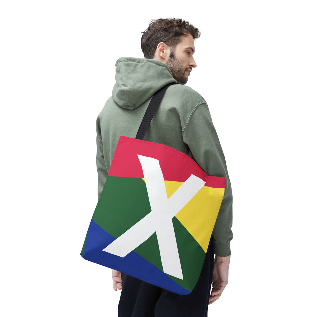 Monogram 'X' Colorblock Tote Bag — Personalized Initial X Shoulder Tote